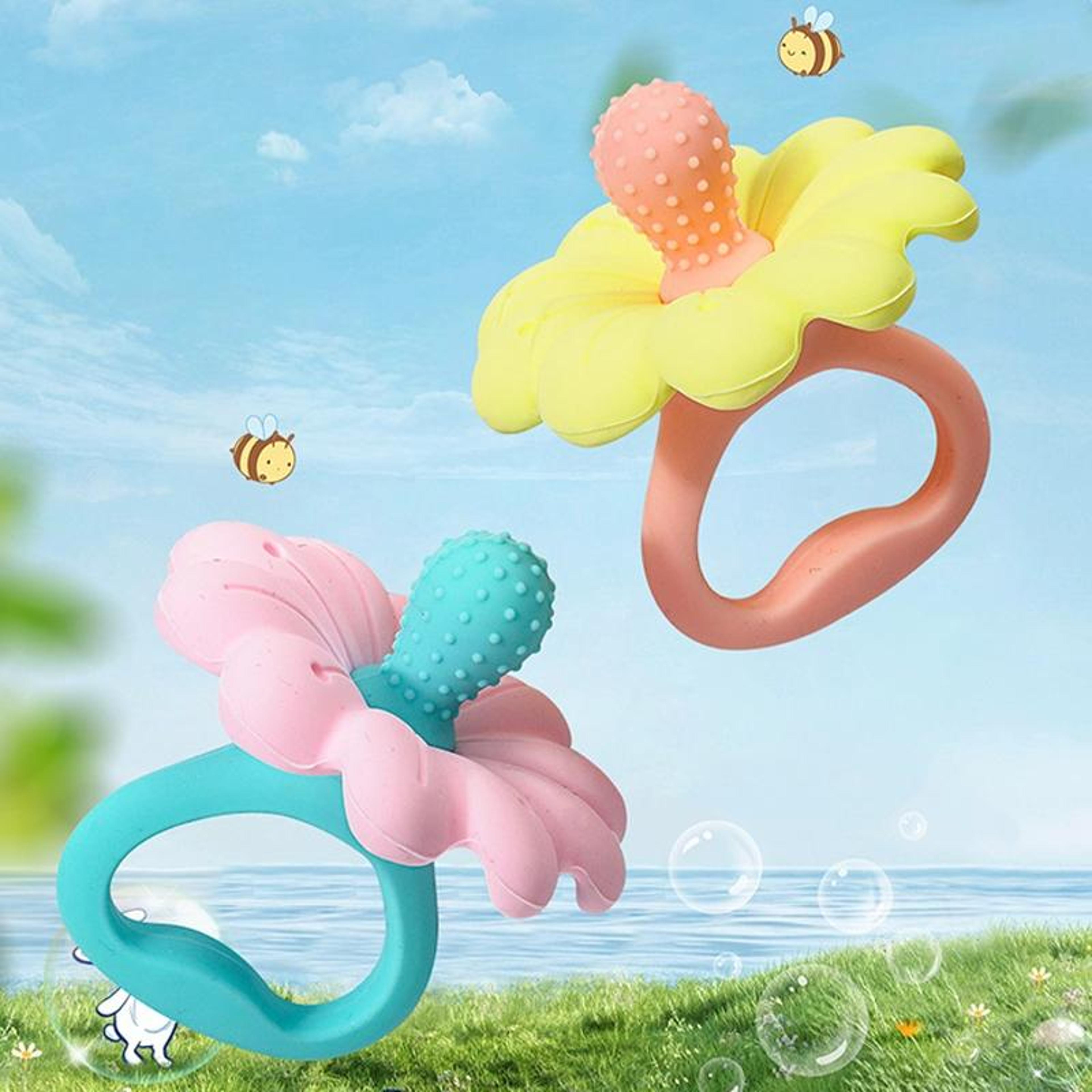 flower silicone baby teether gum massager toy