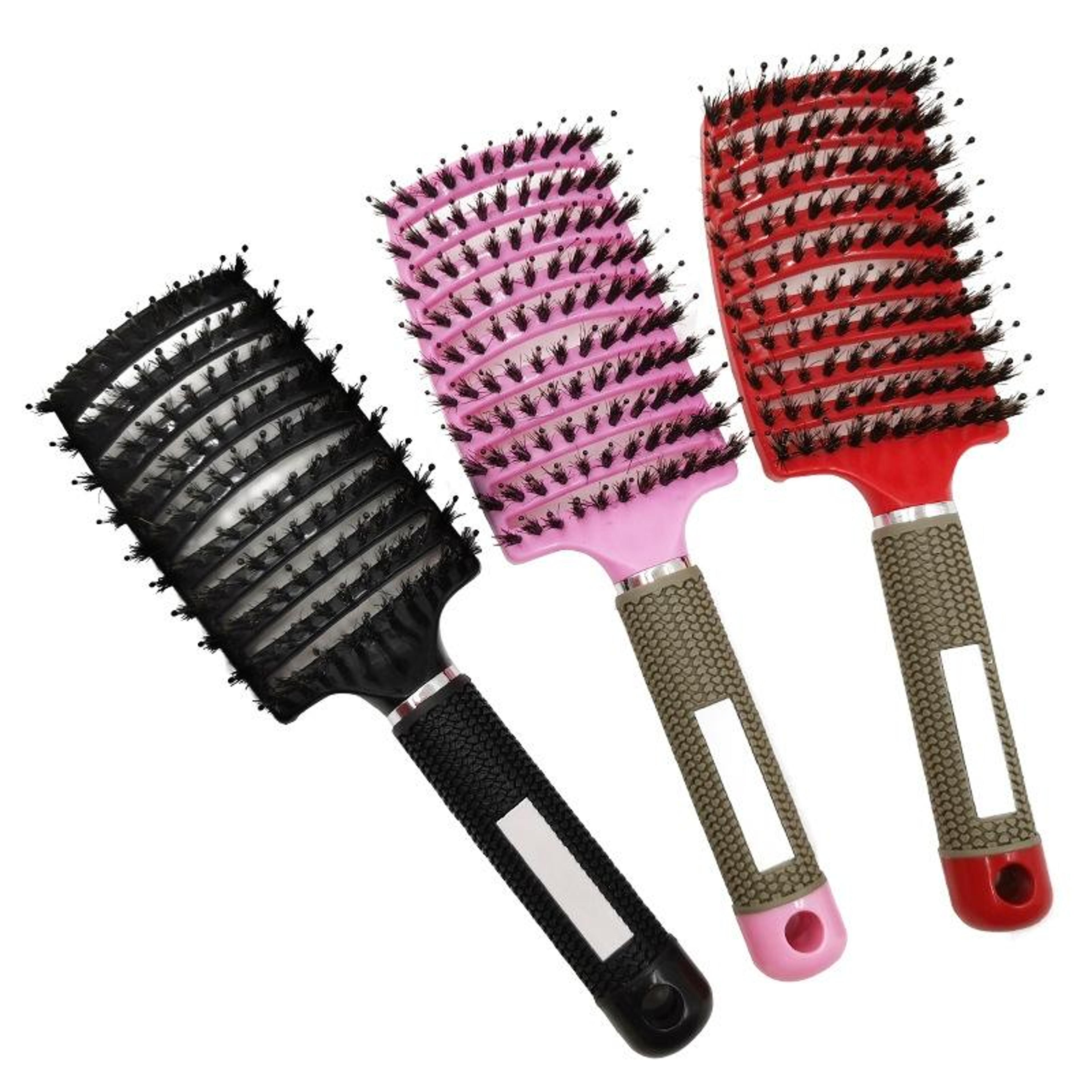curved boar bristle detangling brush for curly hair