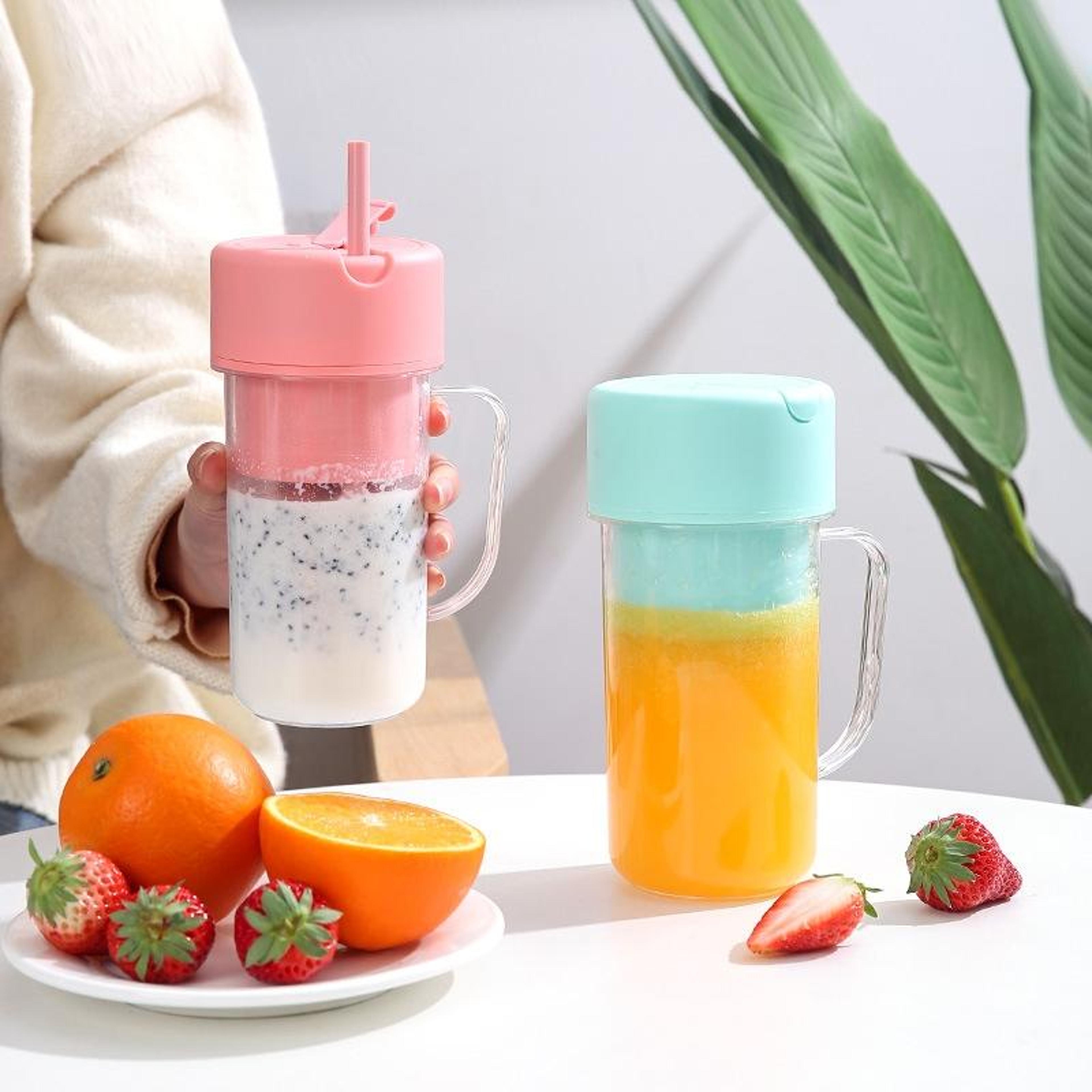 portable blender usb juicer cup with 6 blades and straw lid