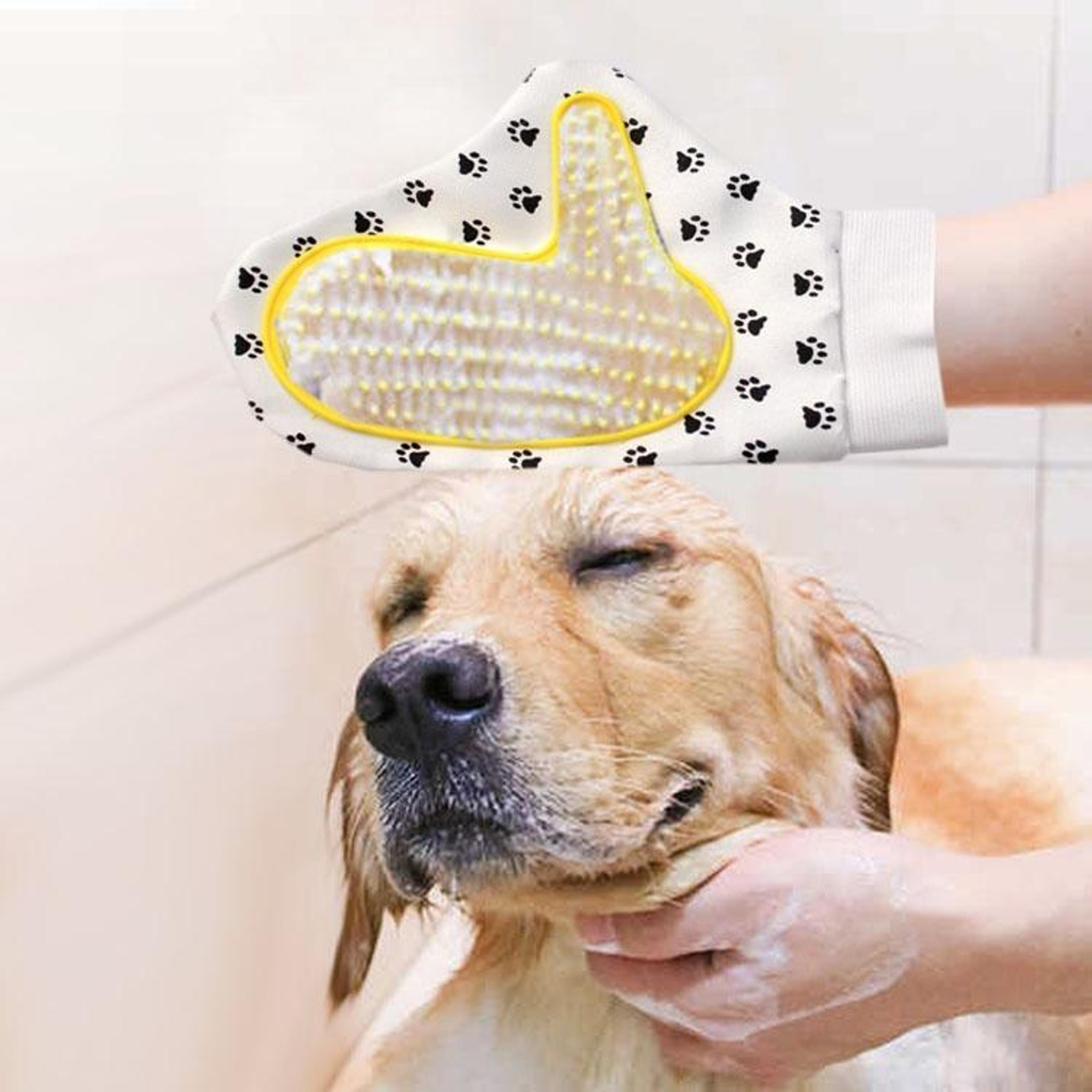 soft dog bath brush glove for pet grooming and massage