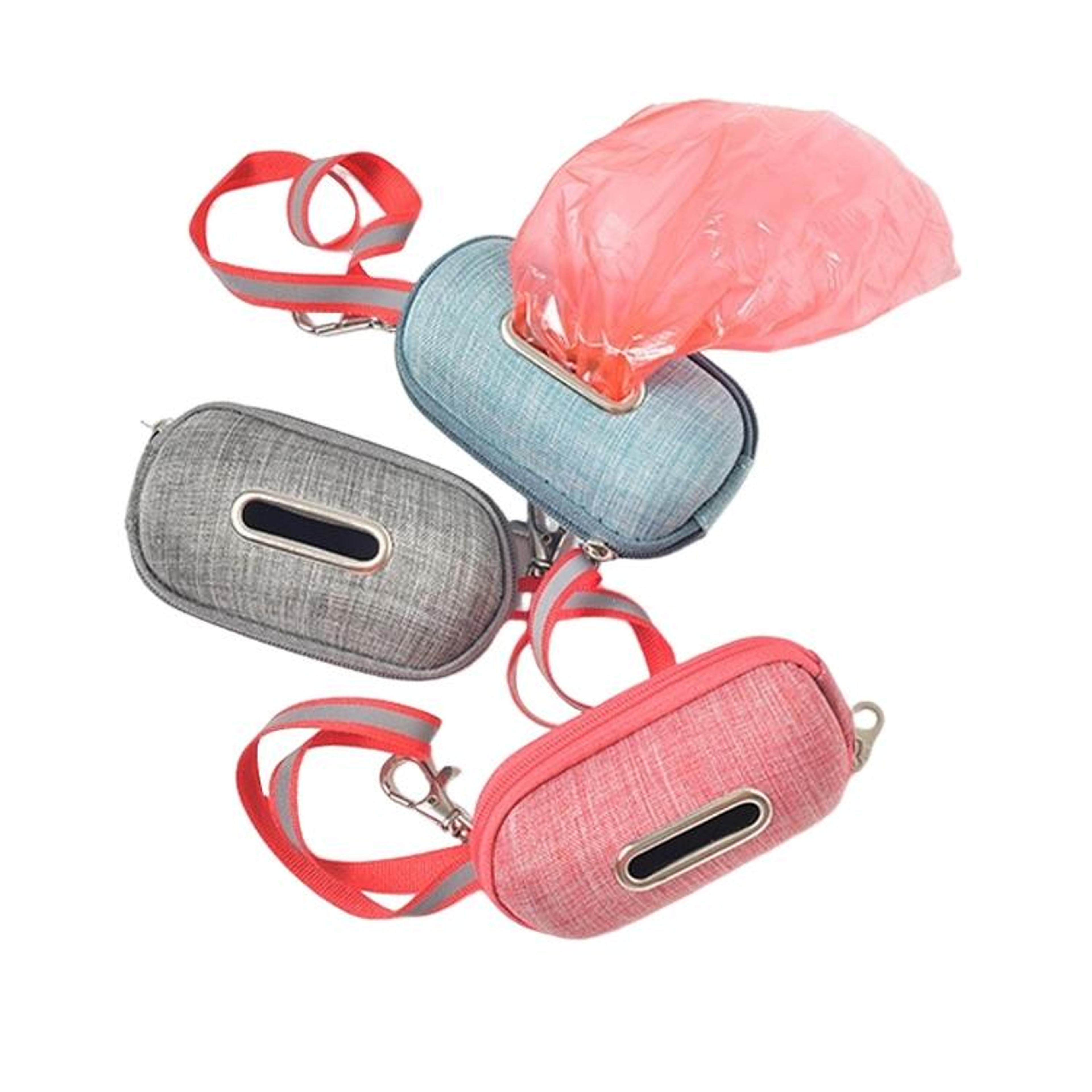 portable linen dog poop bag holder with reflective strap