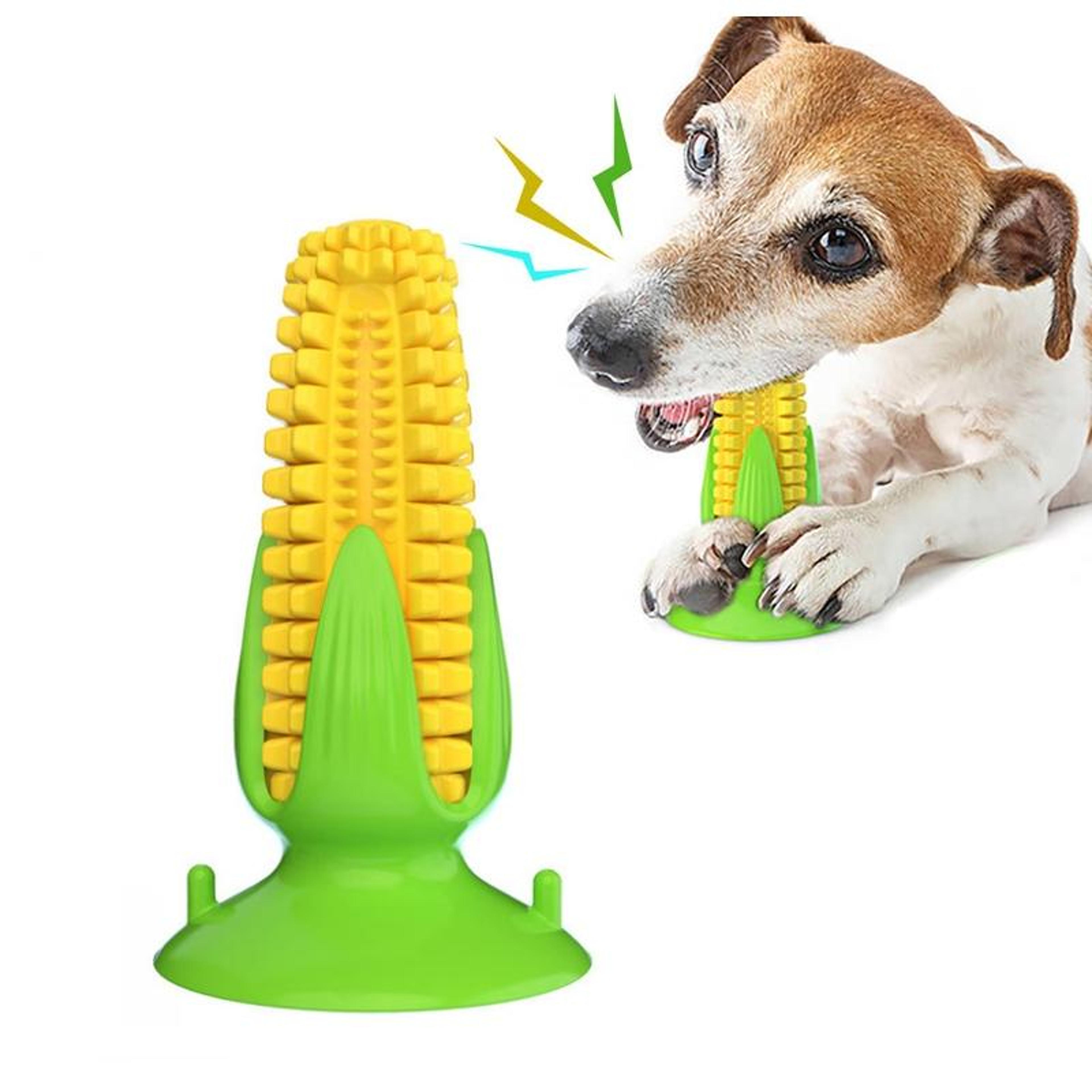 suction cup dog toy corn dog toothbrush toy for chewing and dental cleaning