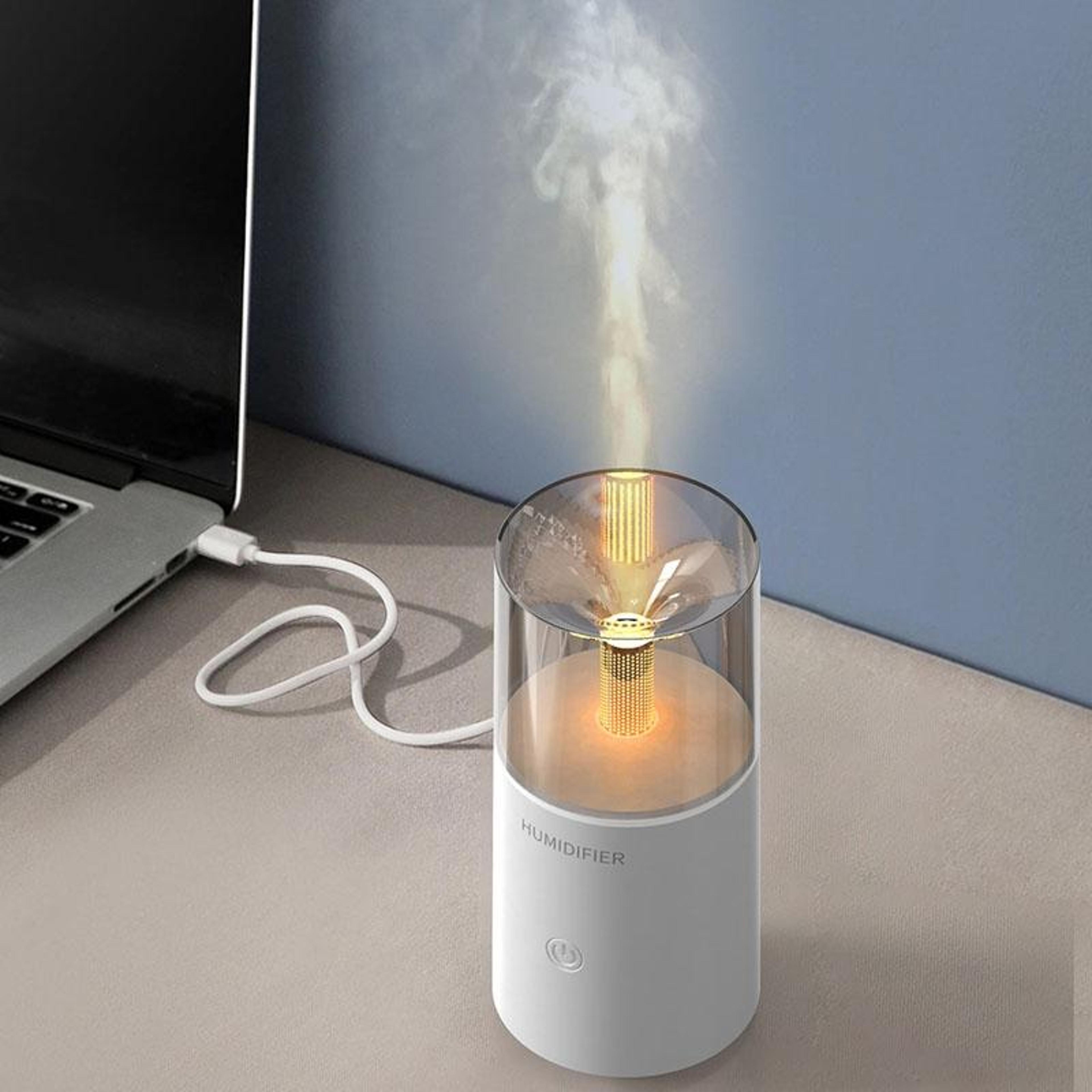 candle flame aromatherapy diffuser mini humidifier with ambient light
