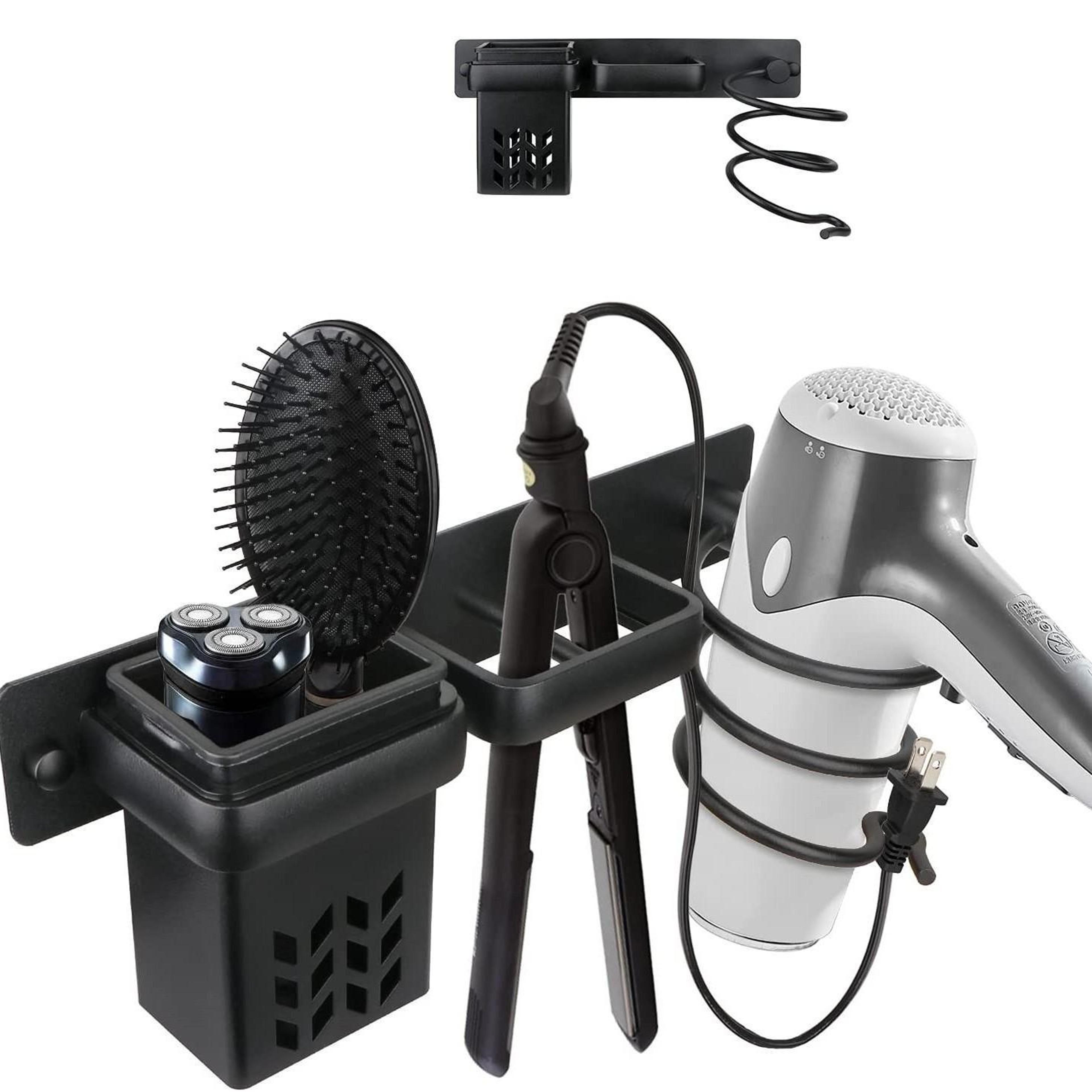 aluminum wall-mounted hair dryer & straightener holder organizer