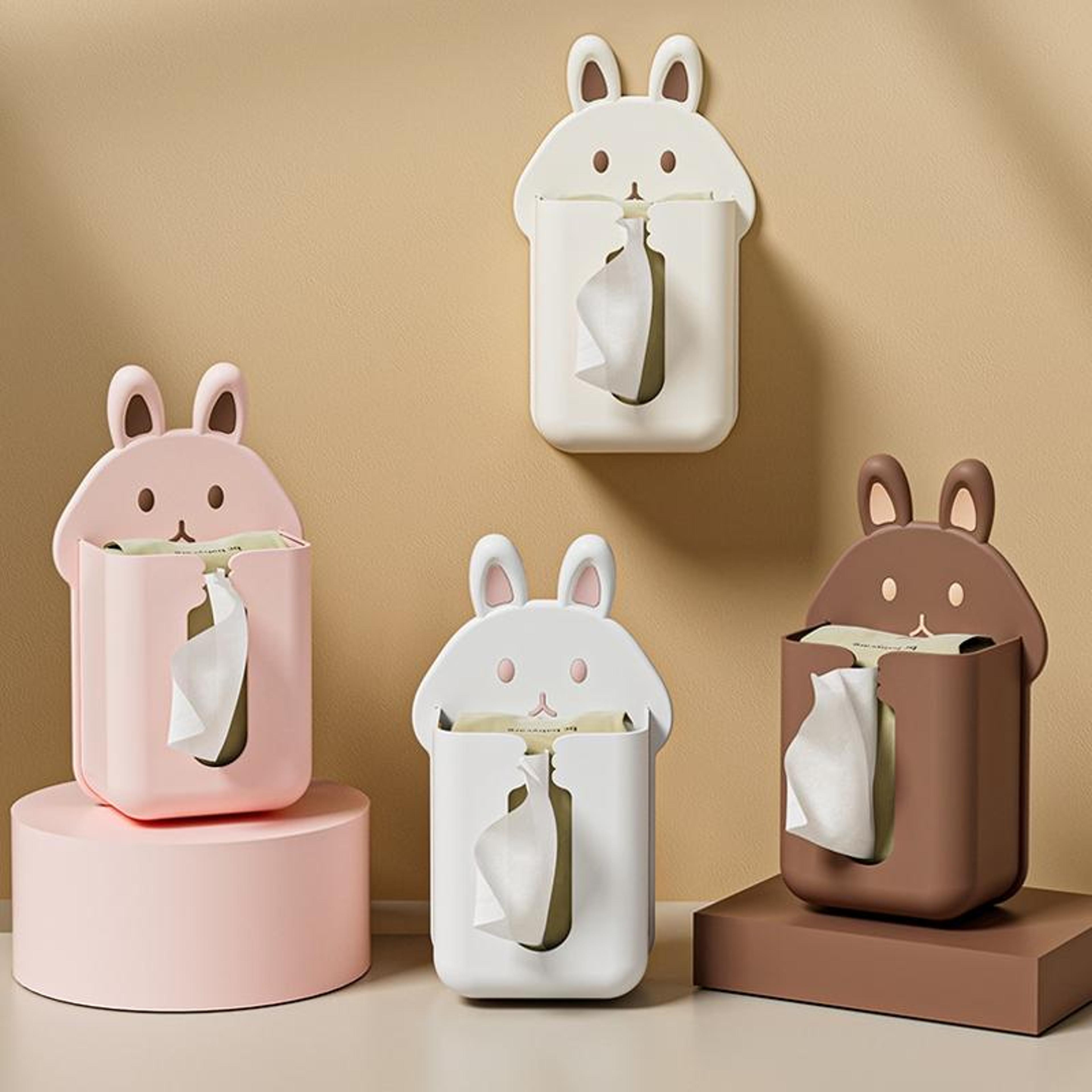 cartoon rabbit wall mounted tissue box organizer & kitchen washcloth holder space saving bathroom tissue holder