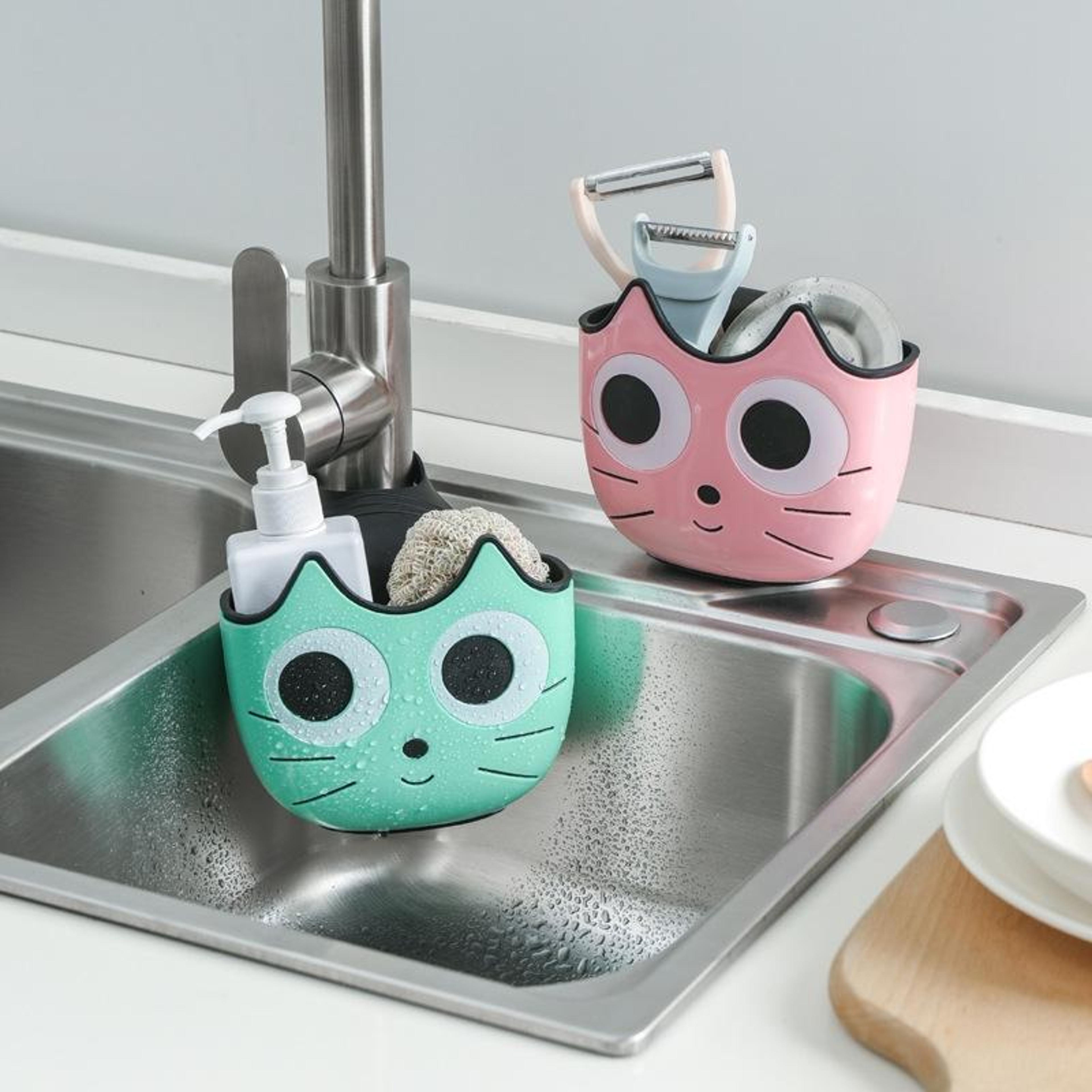 premium cartoon adjustable sink hanging organizer kitchen & bathroom storage basket