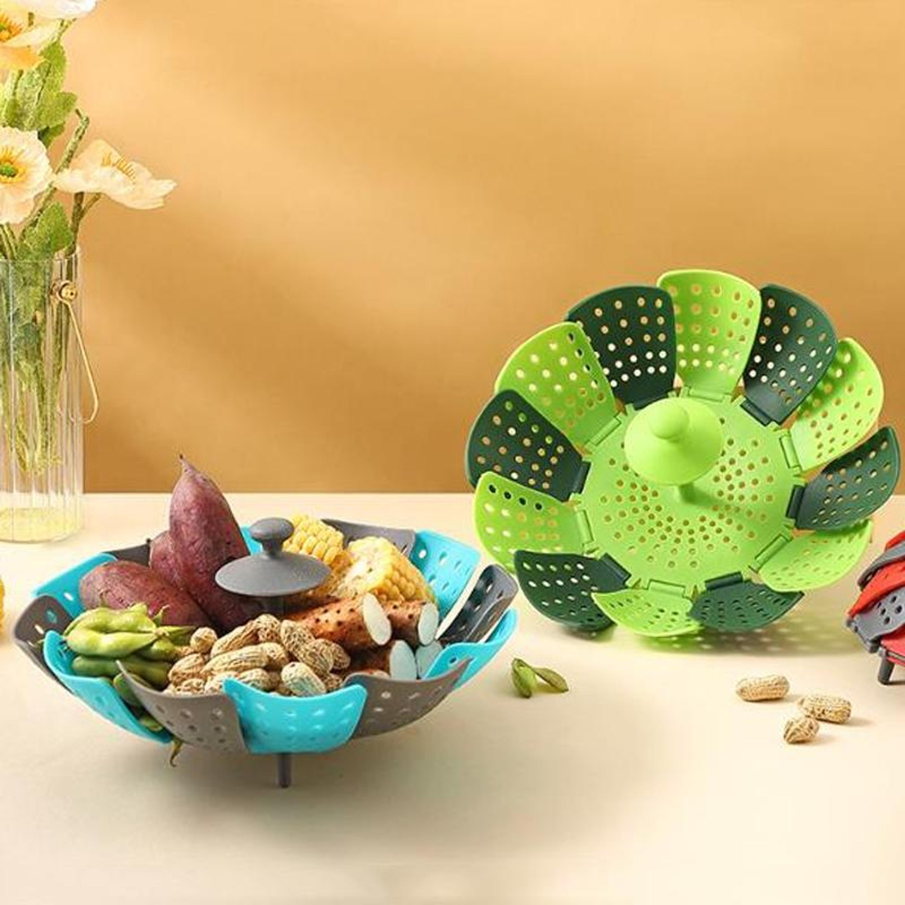 foldable kitchen vegetable steamer basket space saving healthy cooking tool