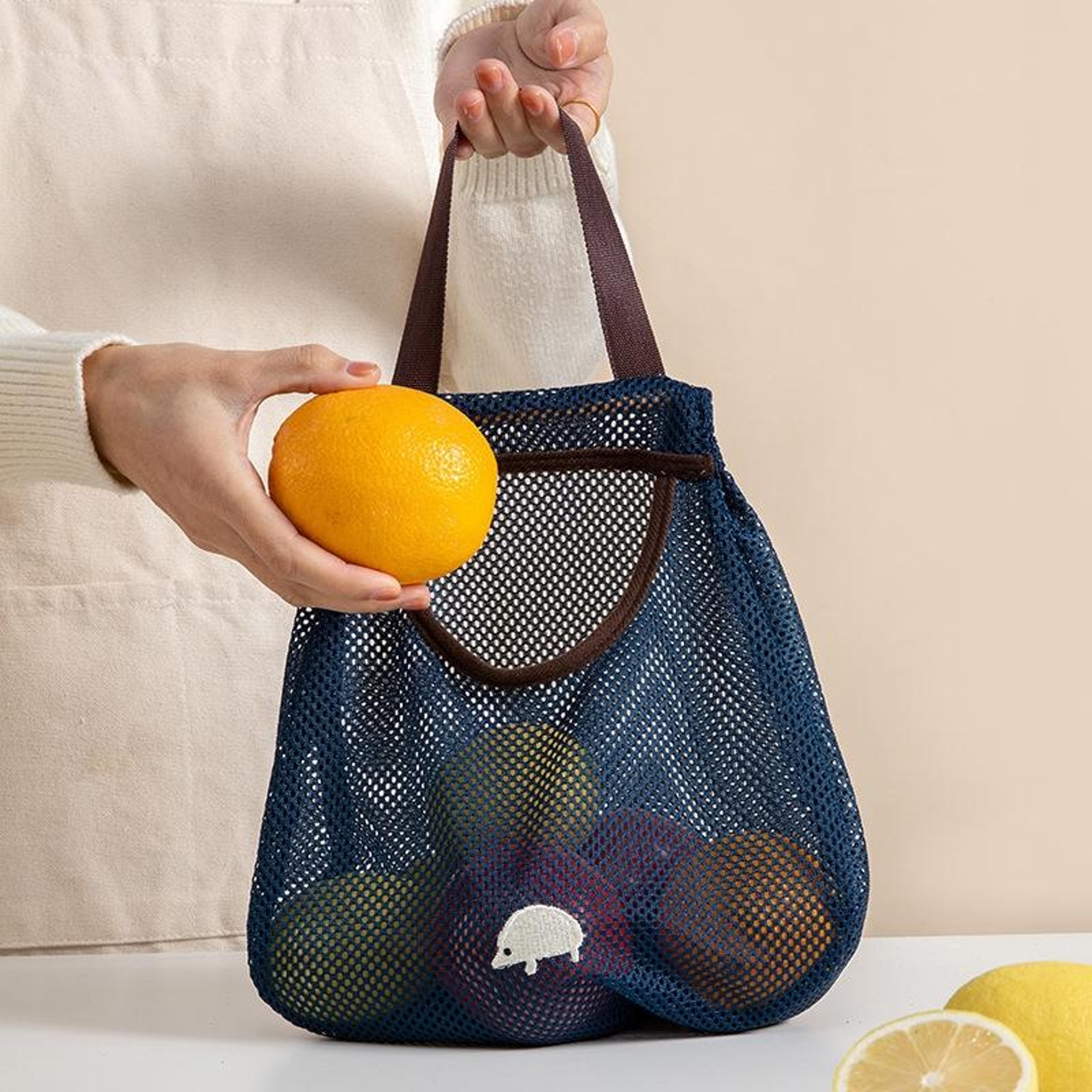 wall mount mesh storage bag for fruits & vegetables multi function kitchen organizer