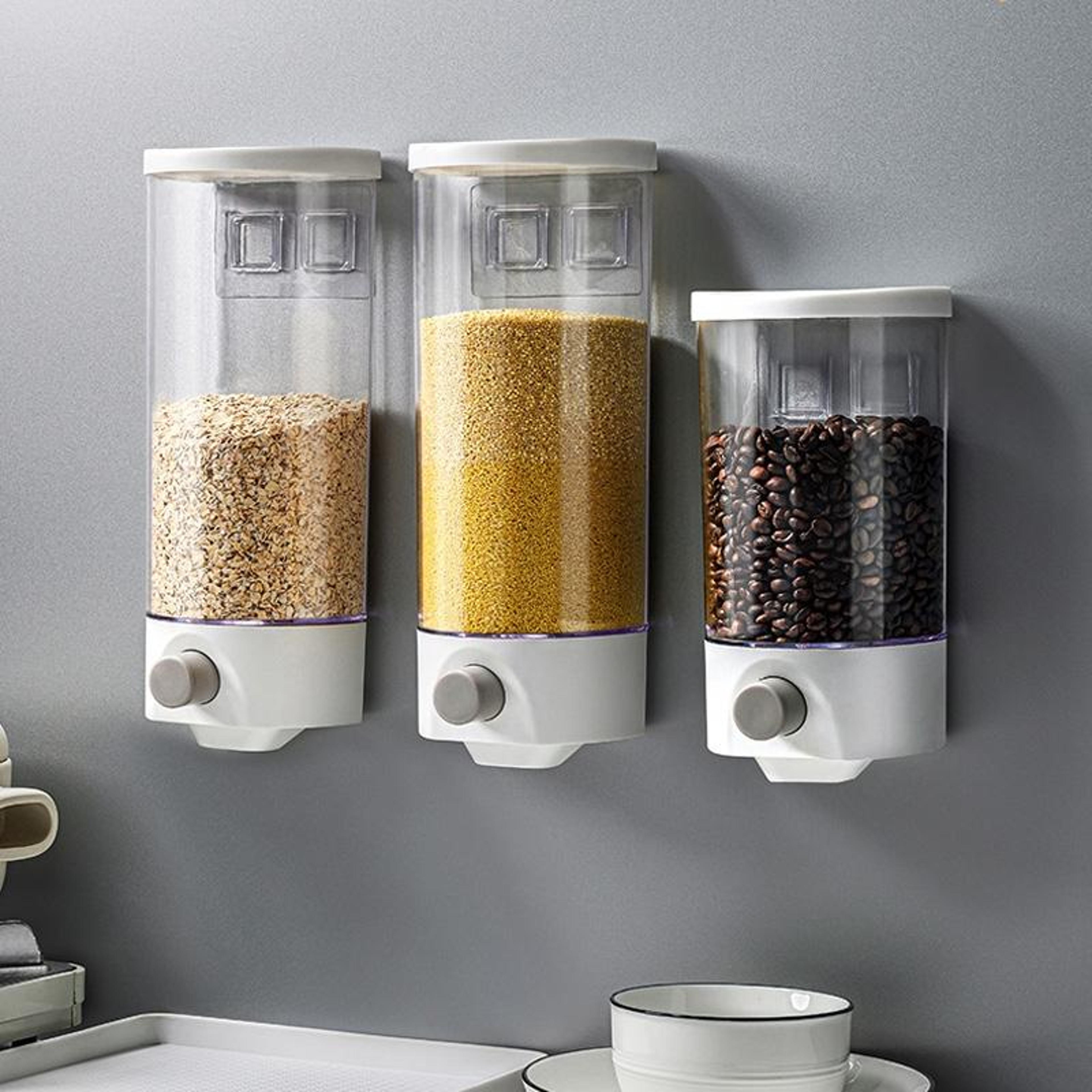 smart wall mounted dry food storage dispenser large capacity kitchen grain & cereal organizer