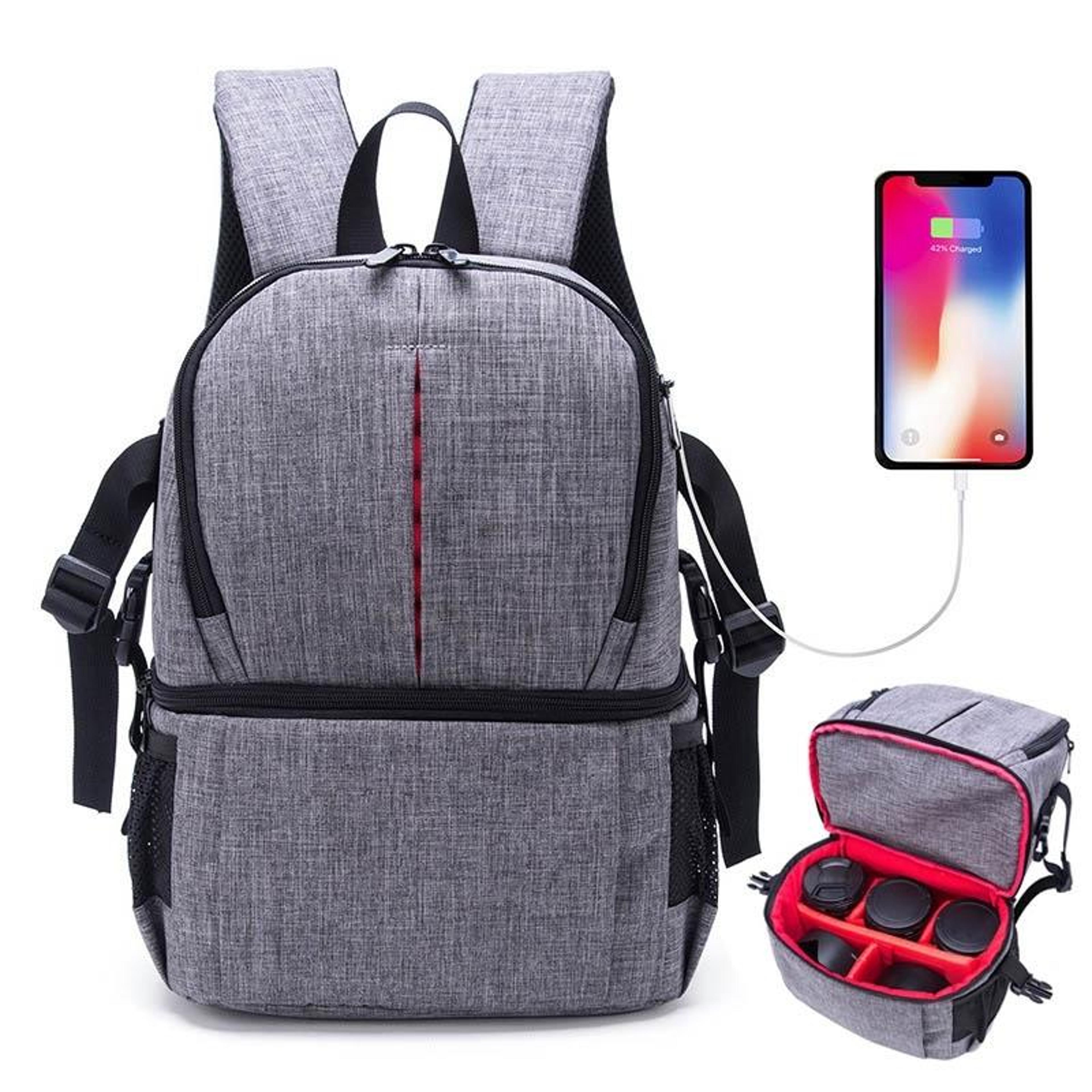 multi functional waterproof camera backpack with padded shockproof camera bag compartments