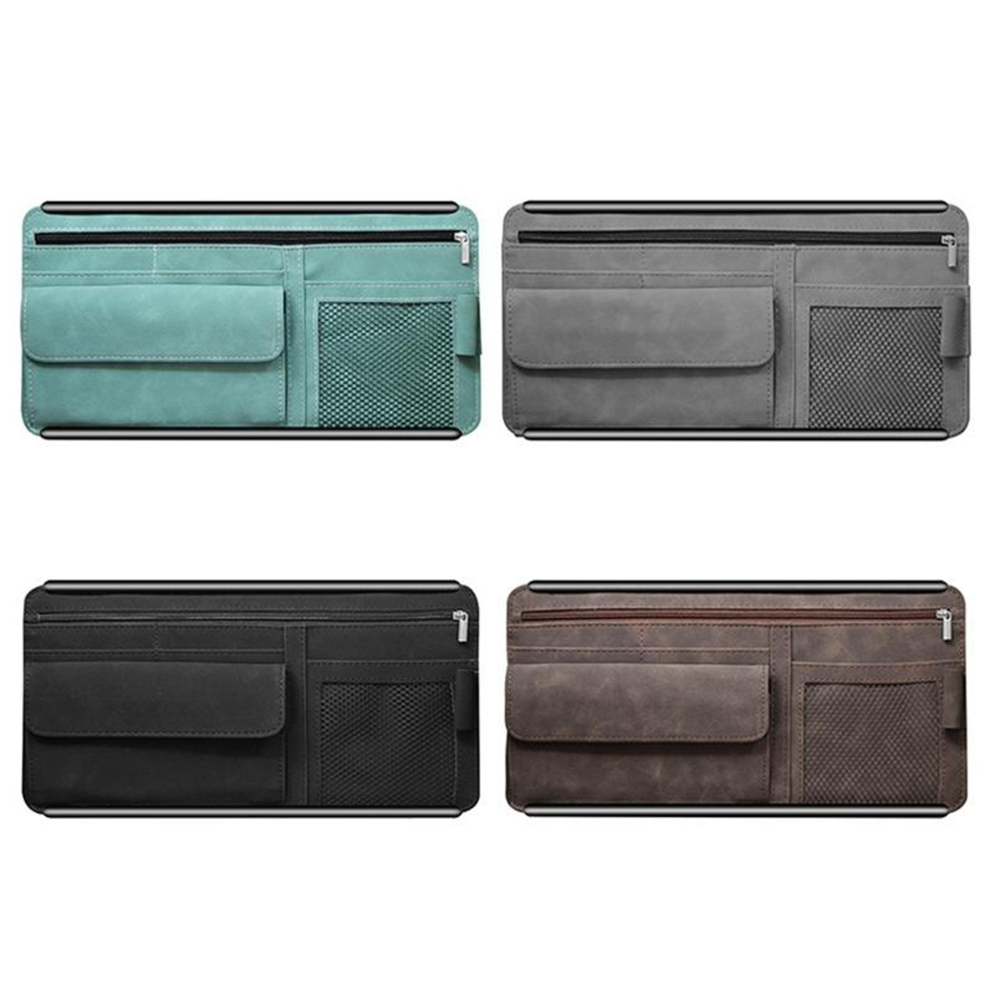 premium sheepskin leather car sun visor storage bag organizer pouch