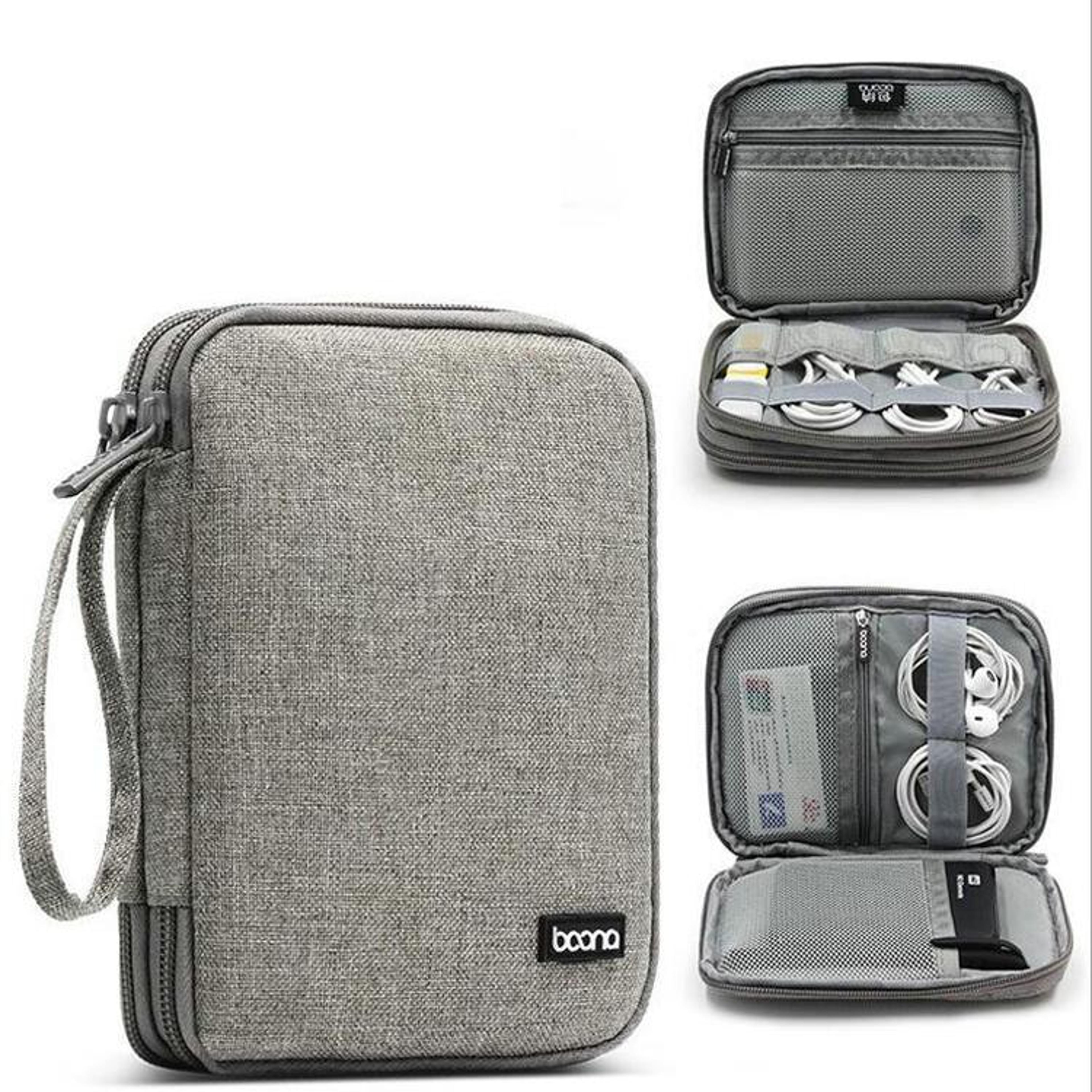 double layer cable organizer & digital accessories bag portable travel case