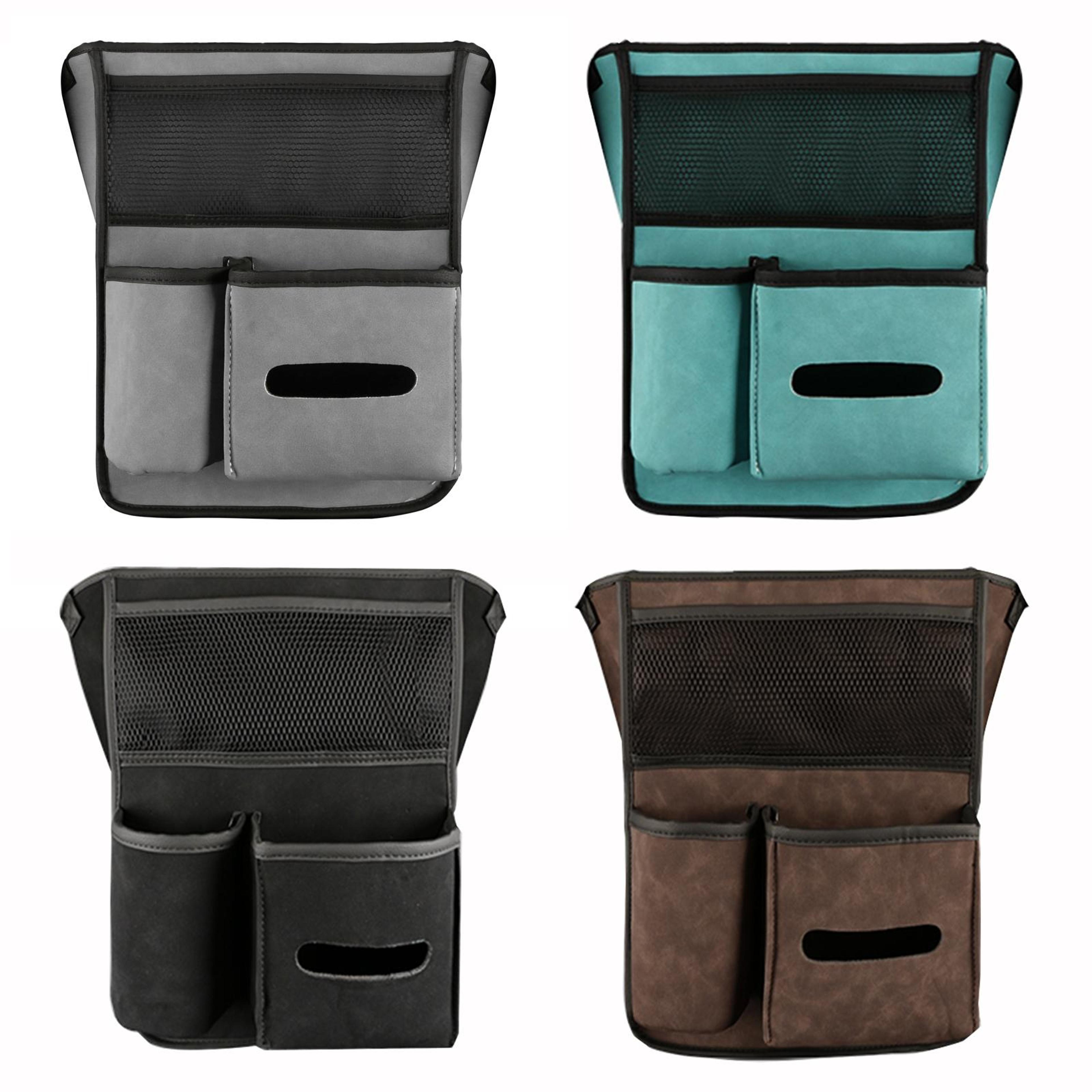 premium sheepskin leather car console organizer bag hanging storage solution