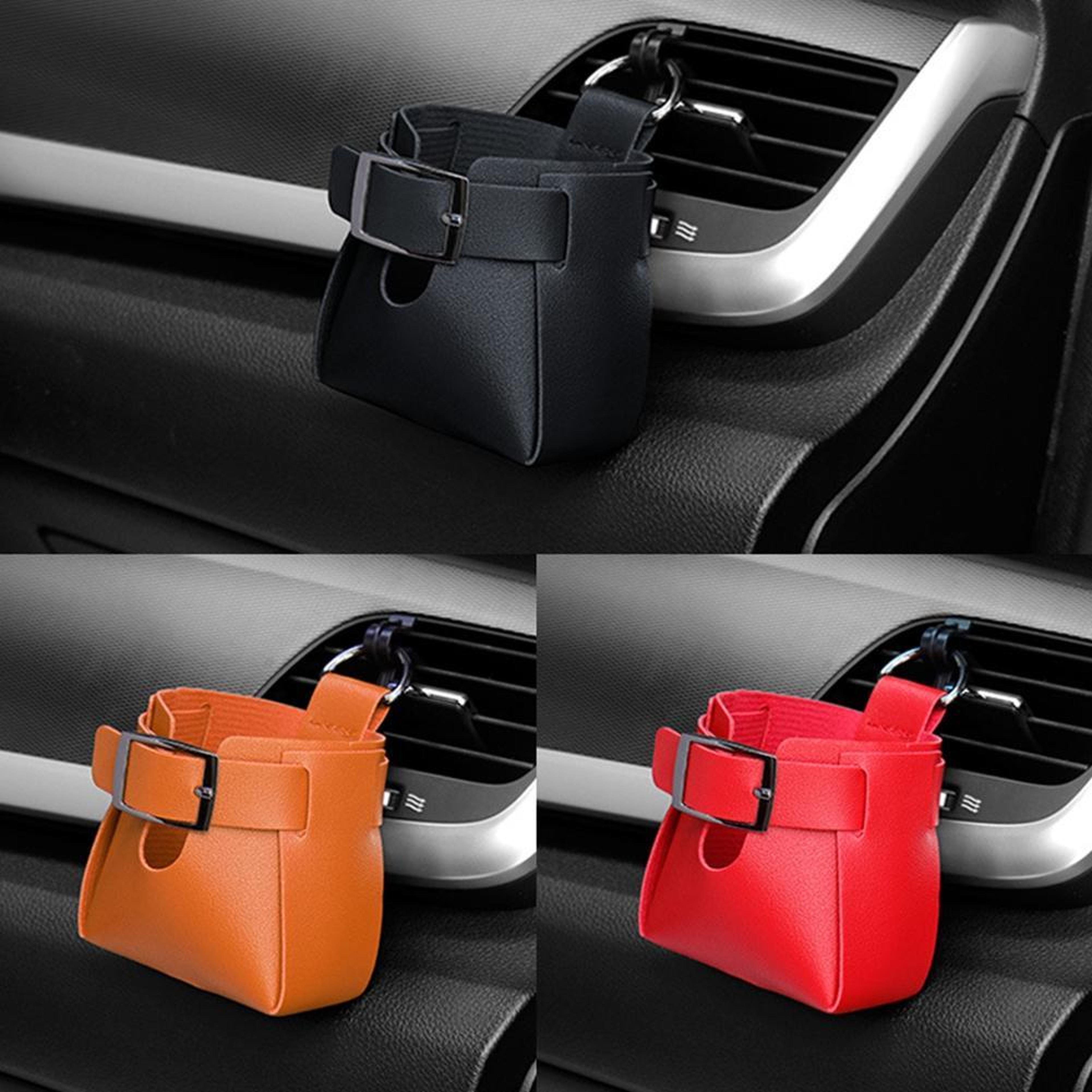 premium car air vent storage bag pu leather organizer for essentials