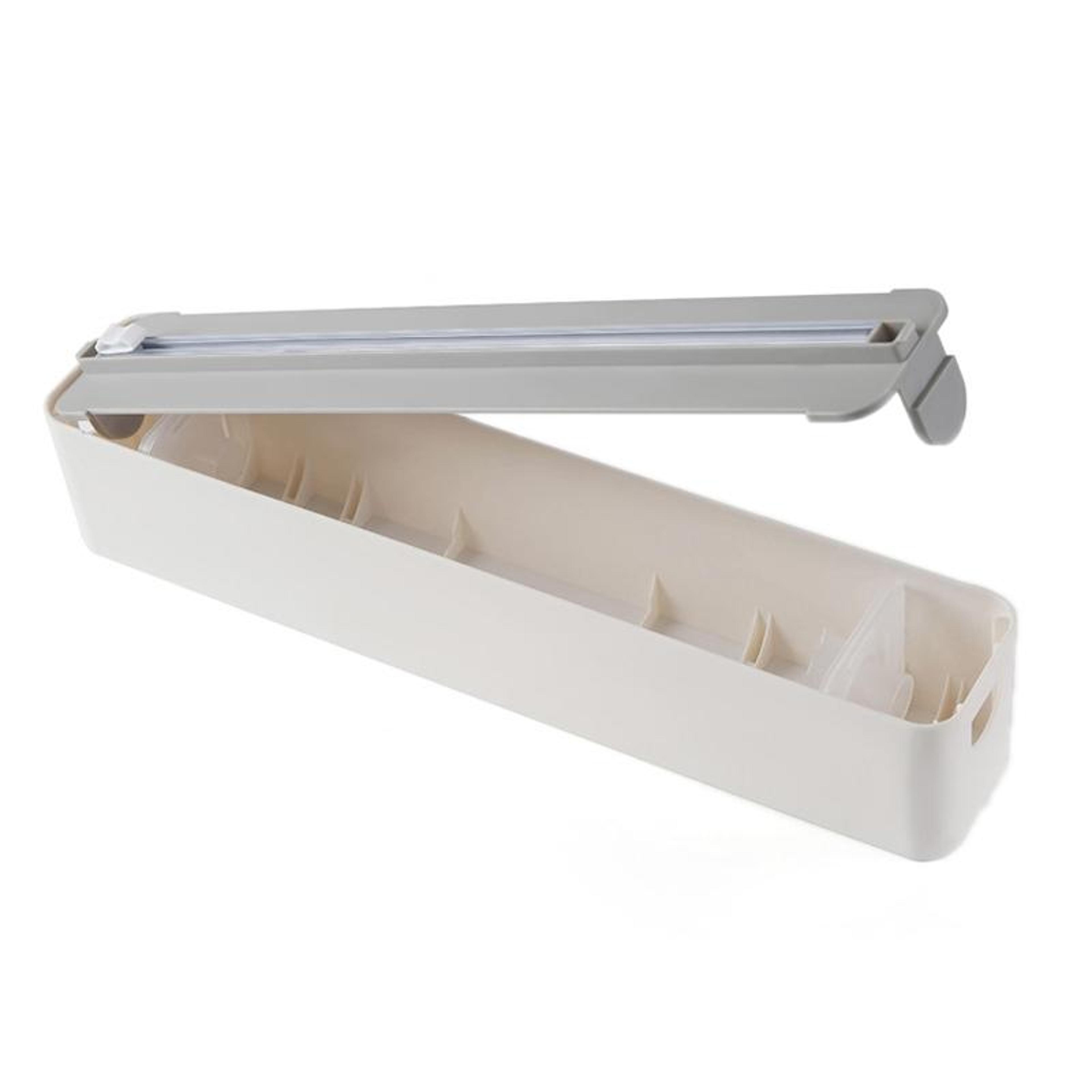 wall mounted magnetic cling film dispenser & kitchen paper cutter