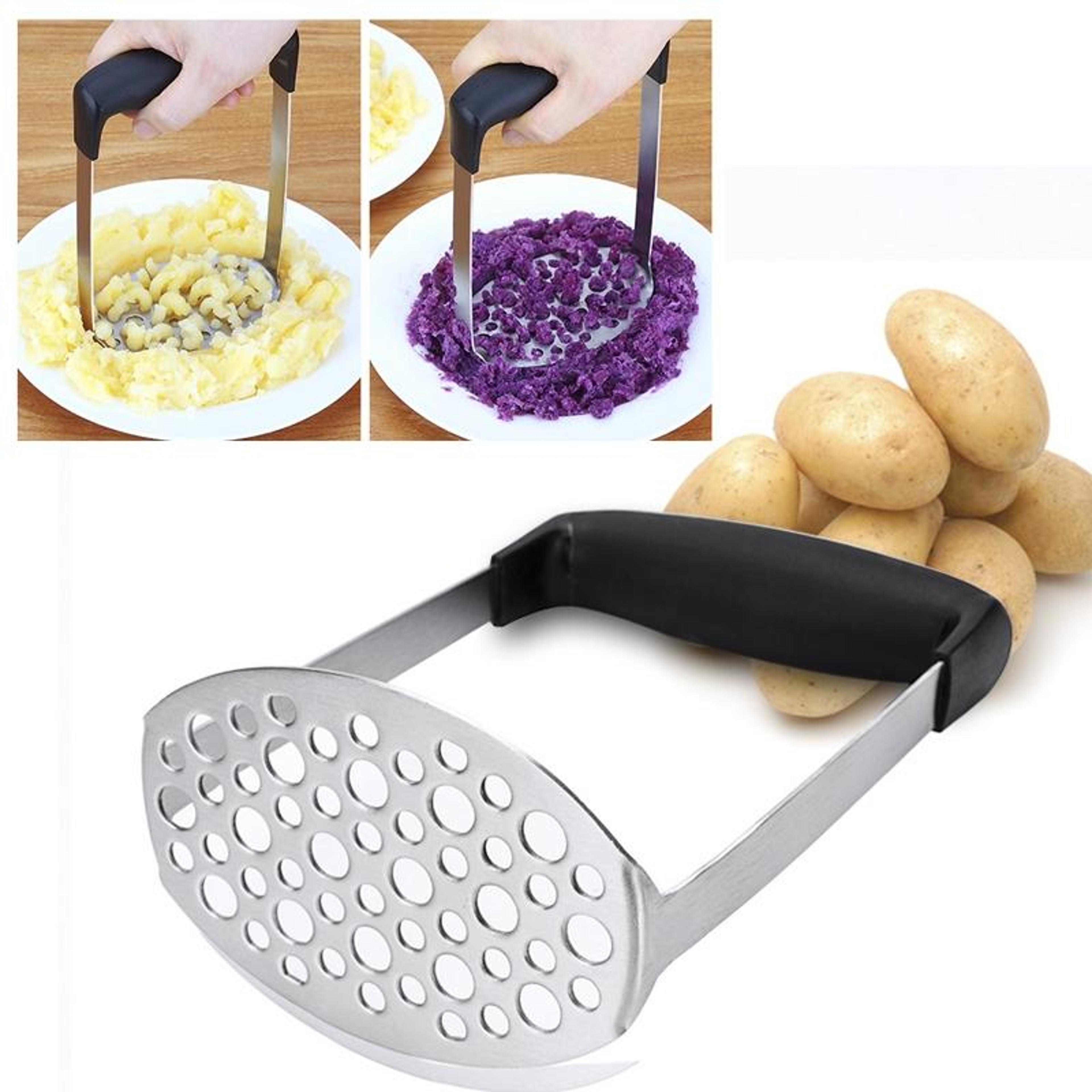 premium stainless steel potato ricer & vegetable masher with ergonomic handle
