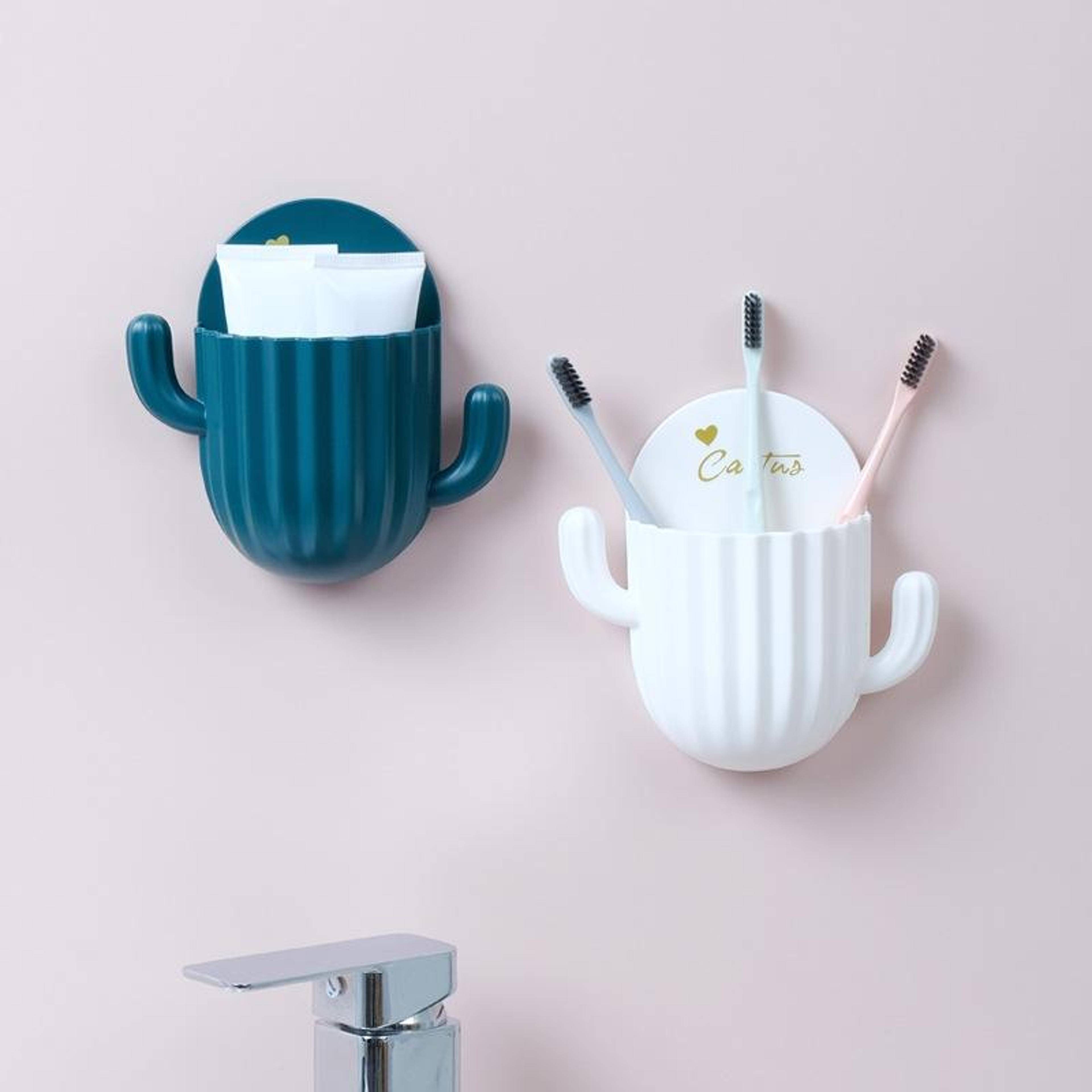 cactus no drill toothbrush holder wall mounted bathroom storage rack