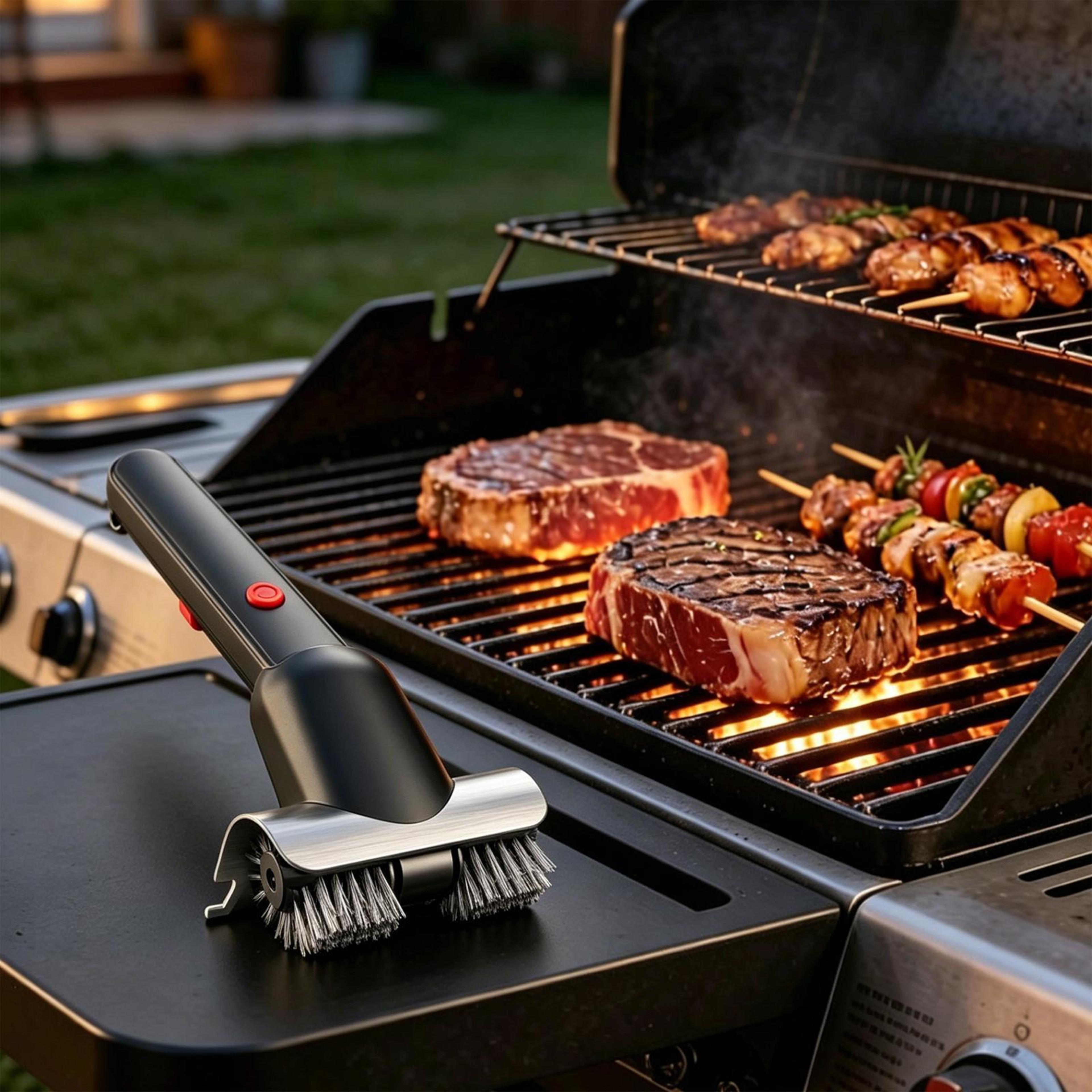 electric grill brush with stainless steel hard bristles for bbq grill cleaning