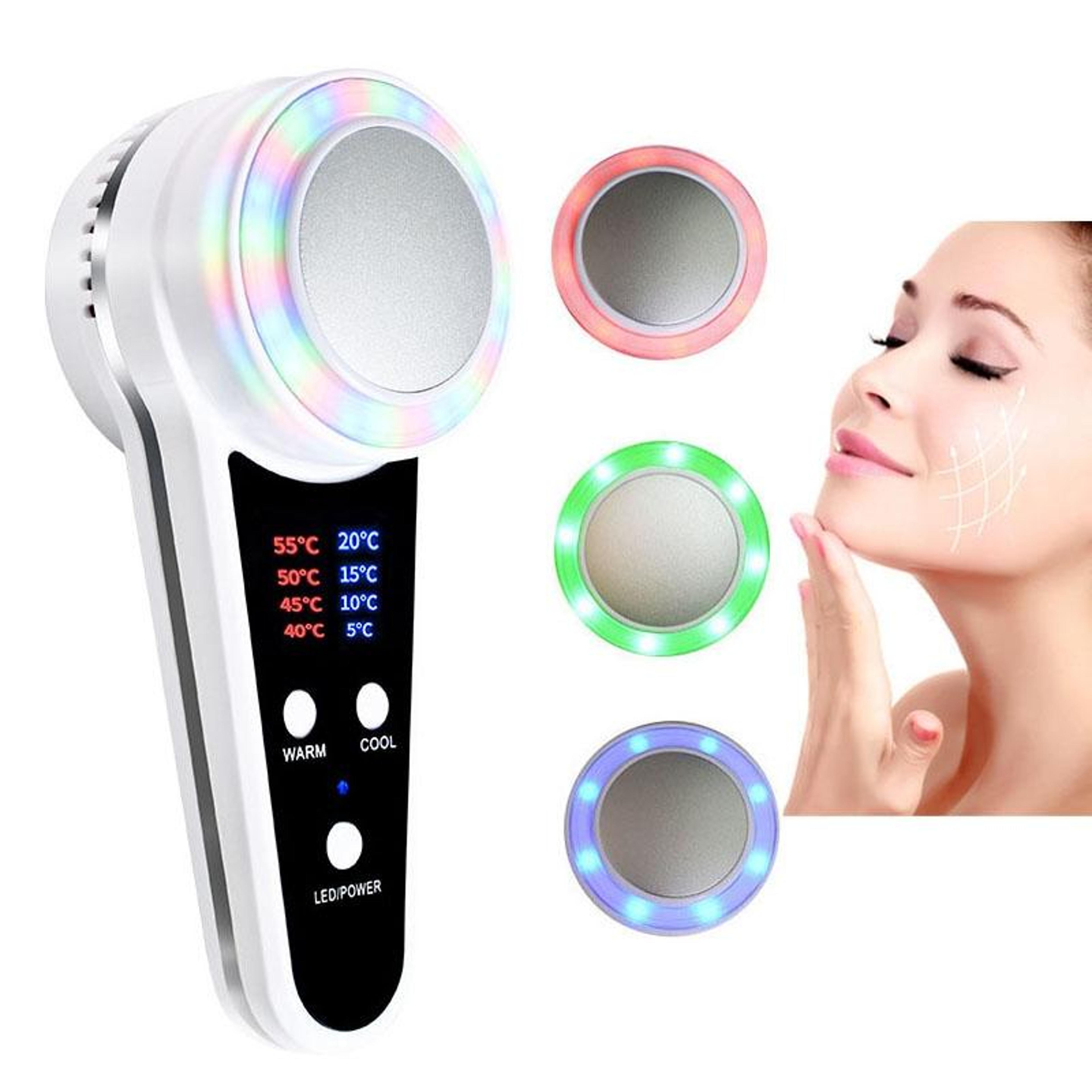 hot and cold facial massager with led light therapy usb rechargeable skincare tool