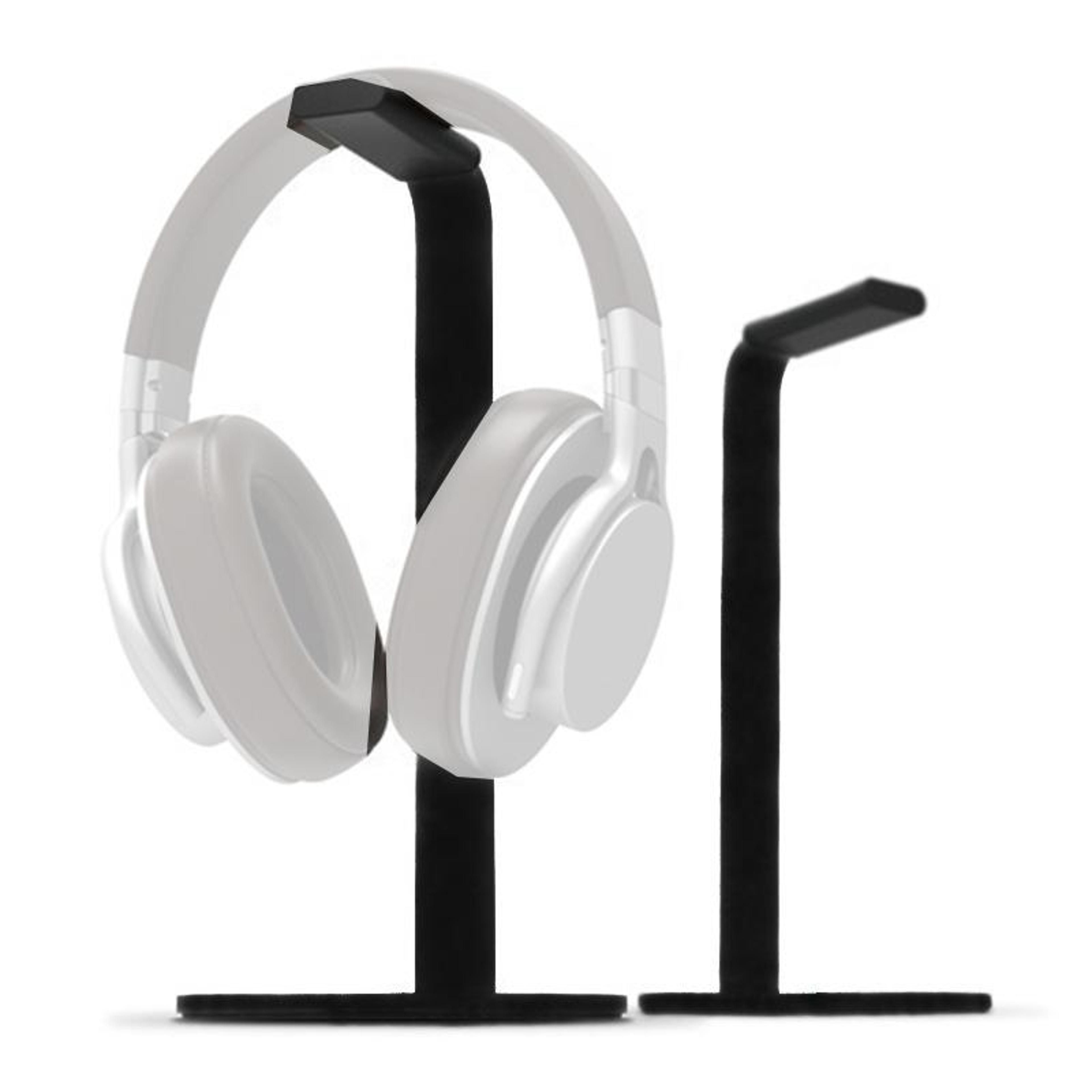 sleek aluminum headphone holder stand with silicone pad for desk and gaming headsets
