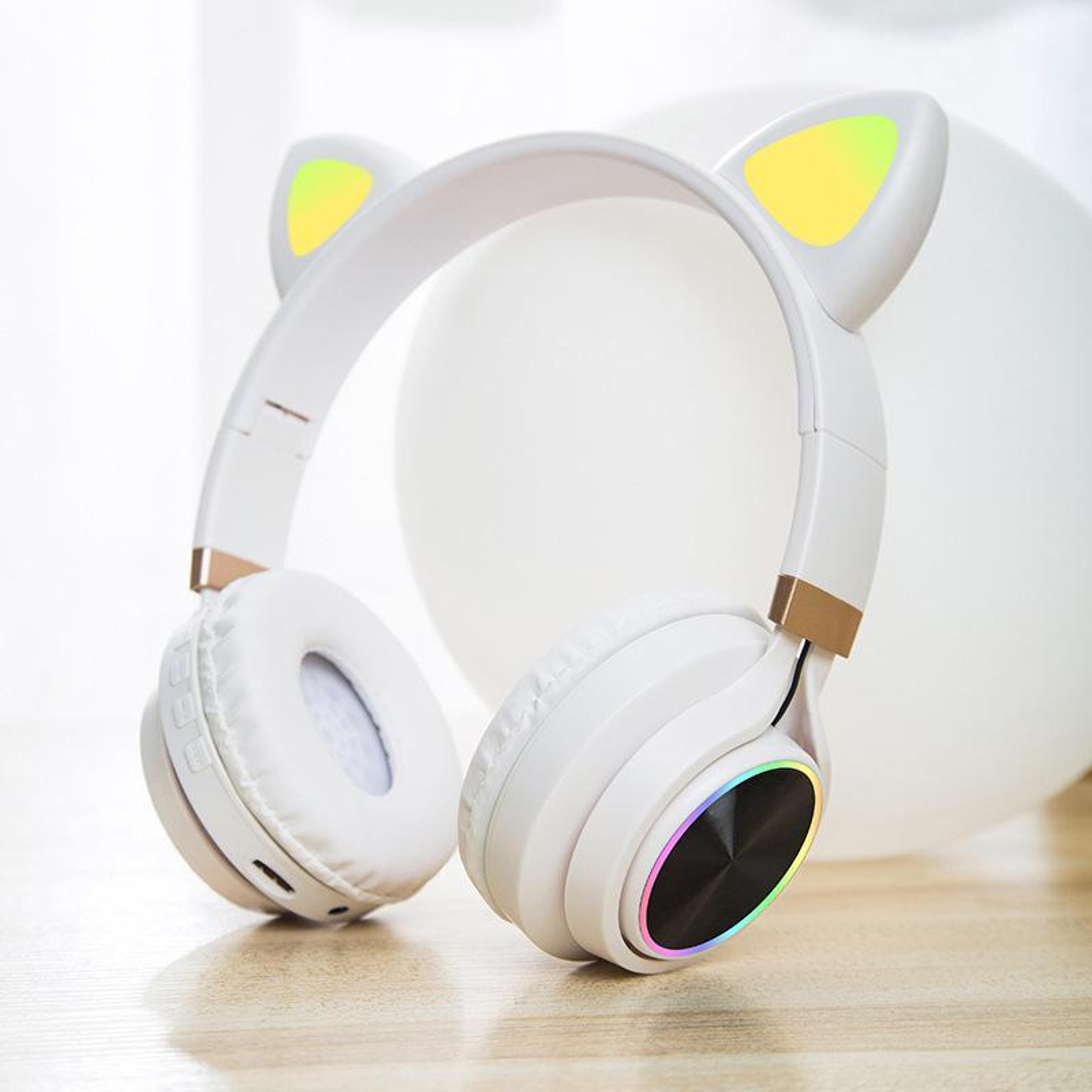 cat ear stereo headphones with microphone for gaming & music lovers