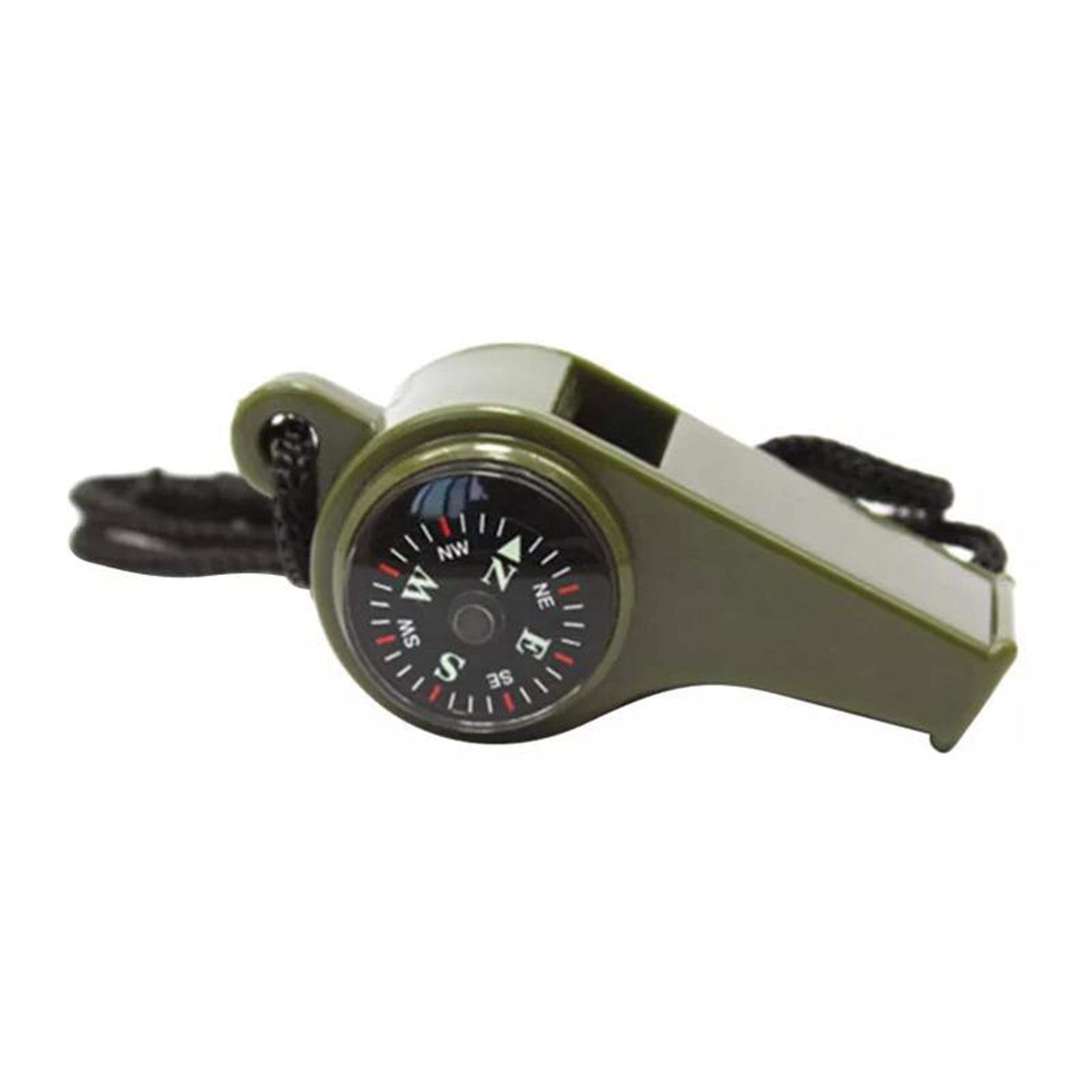 all-in-one outdoor survival compass, thermometer & whistle