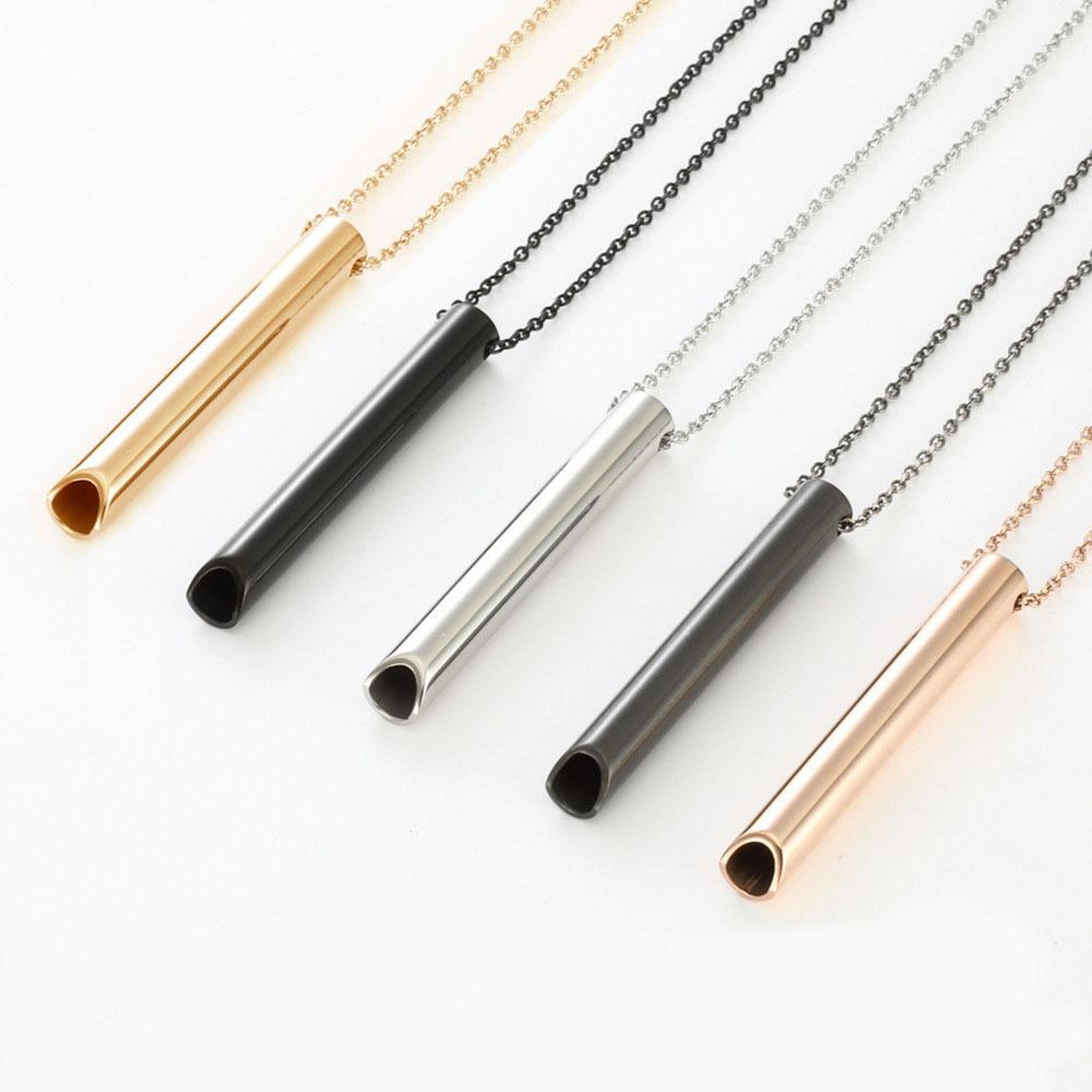personalised stress relief whistle necklace stainless steel adjustable