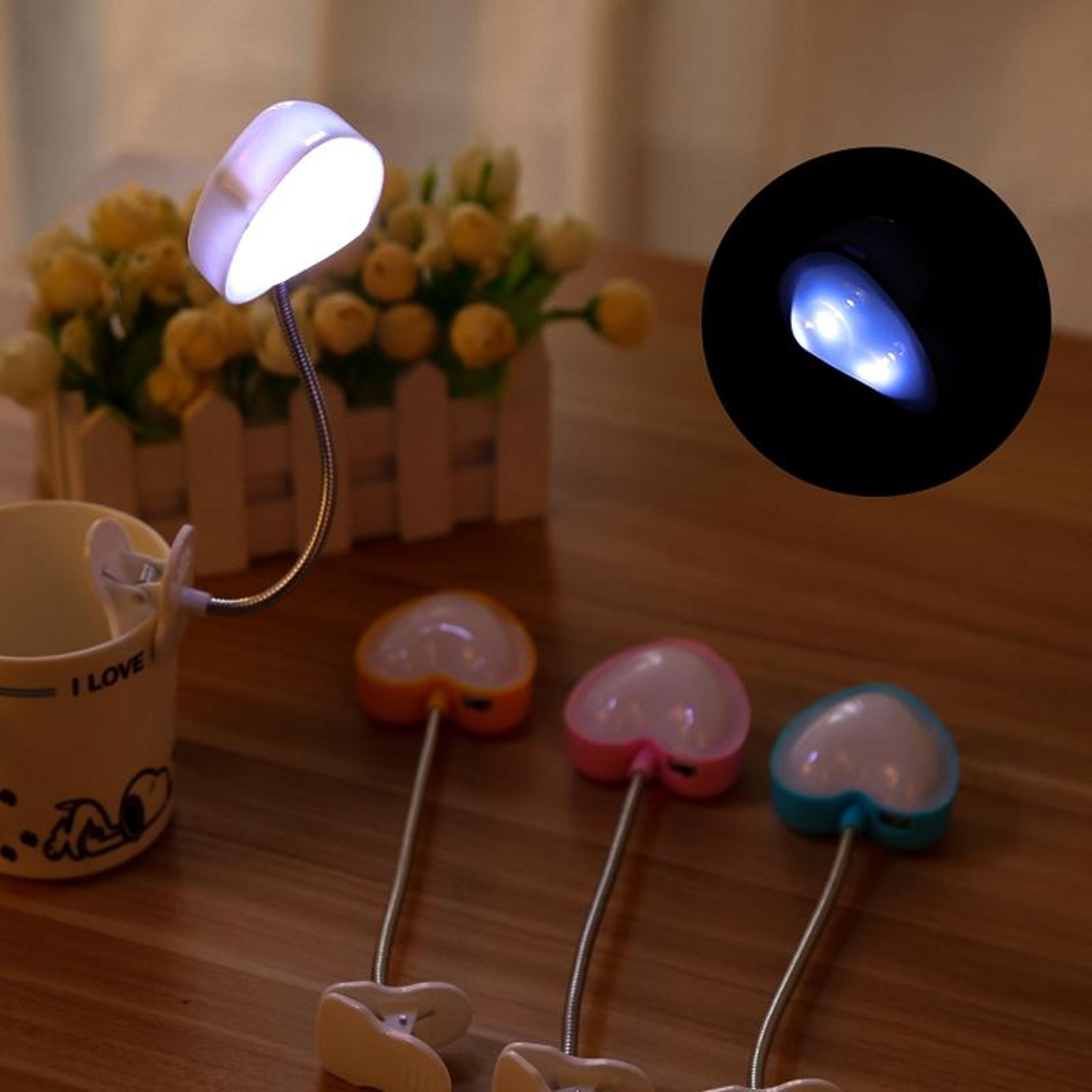 mini love heart clip led reading lamp eye protect desk & keyboard light