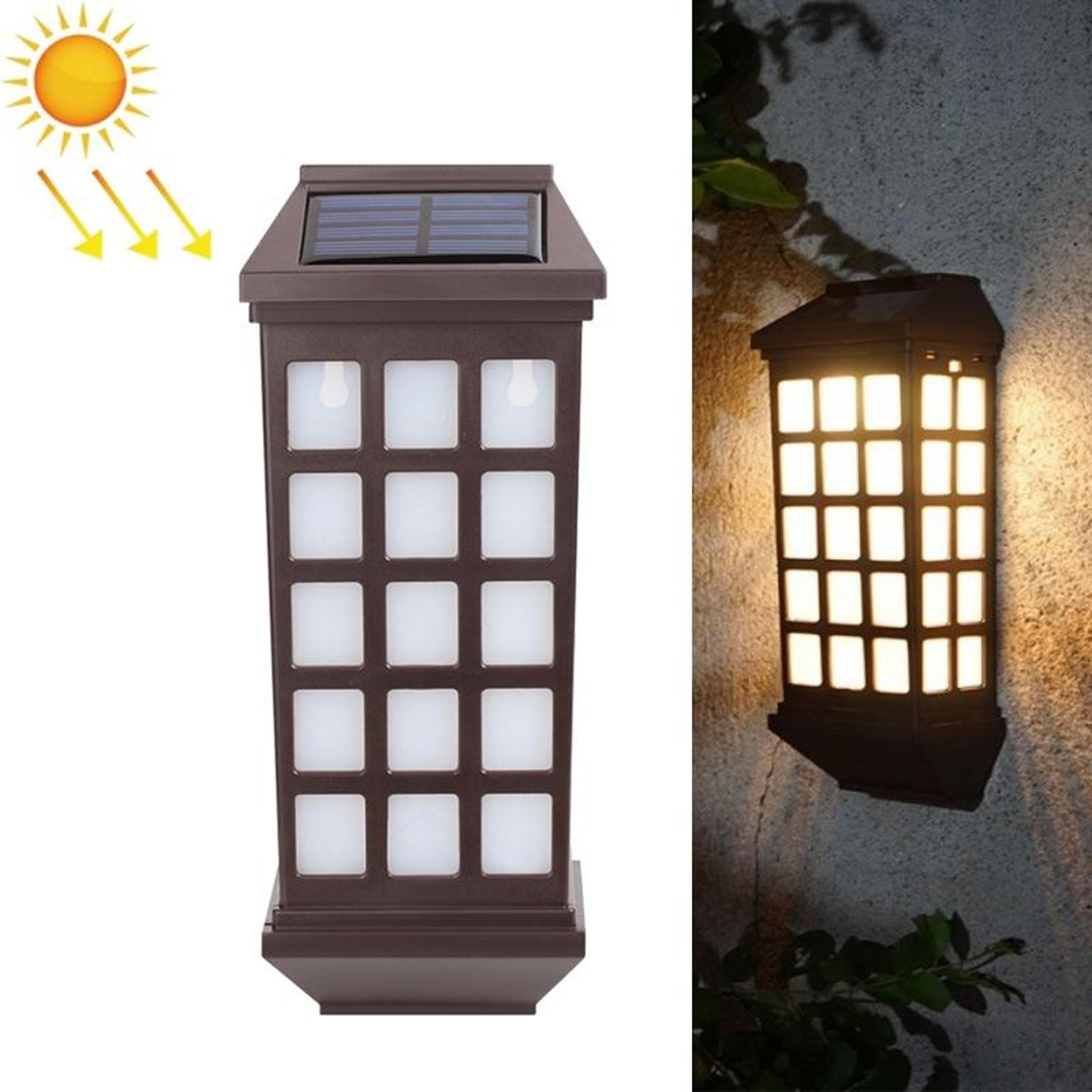 solar outdoor fence wall light warm garden decoration