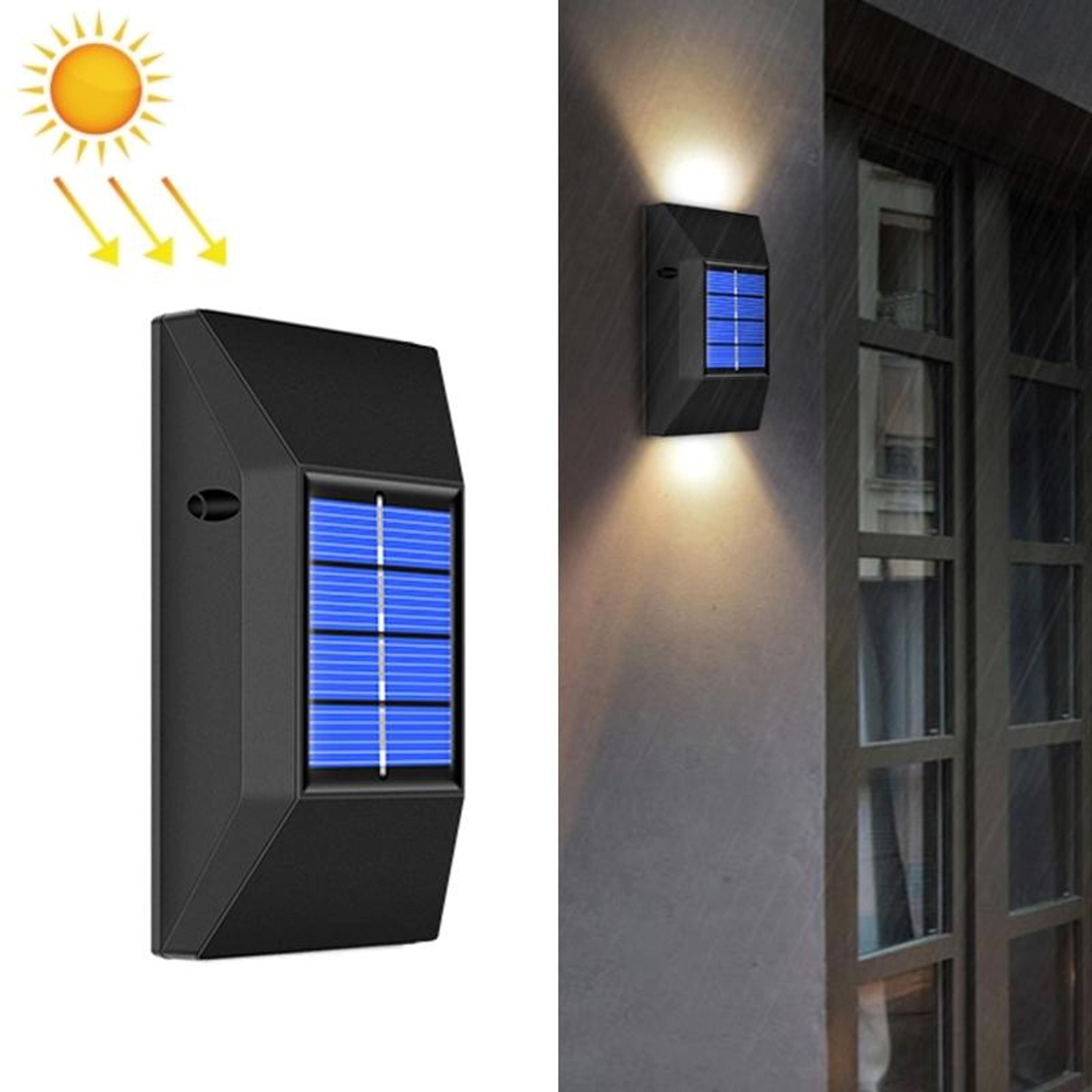 solar powered outdoor wall light with 6 warm leds waterproof & decorative