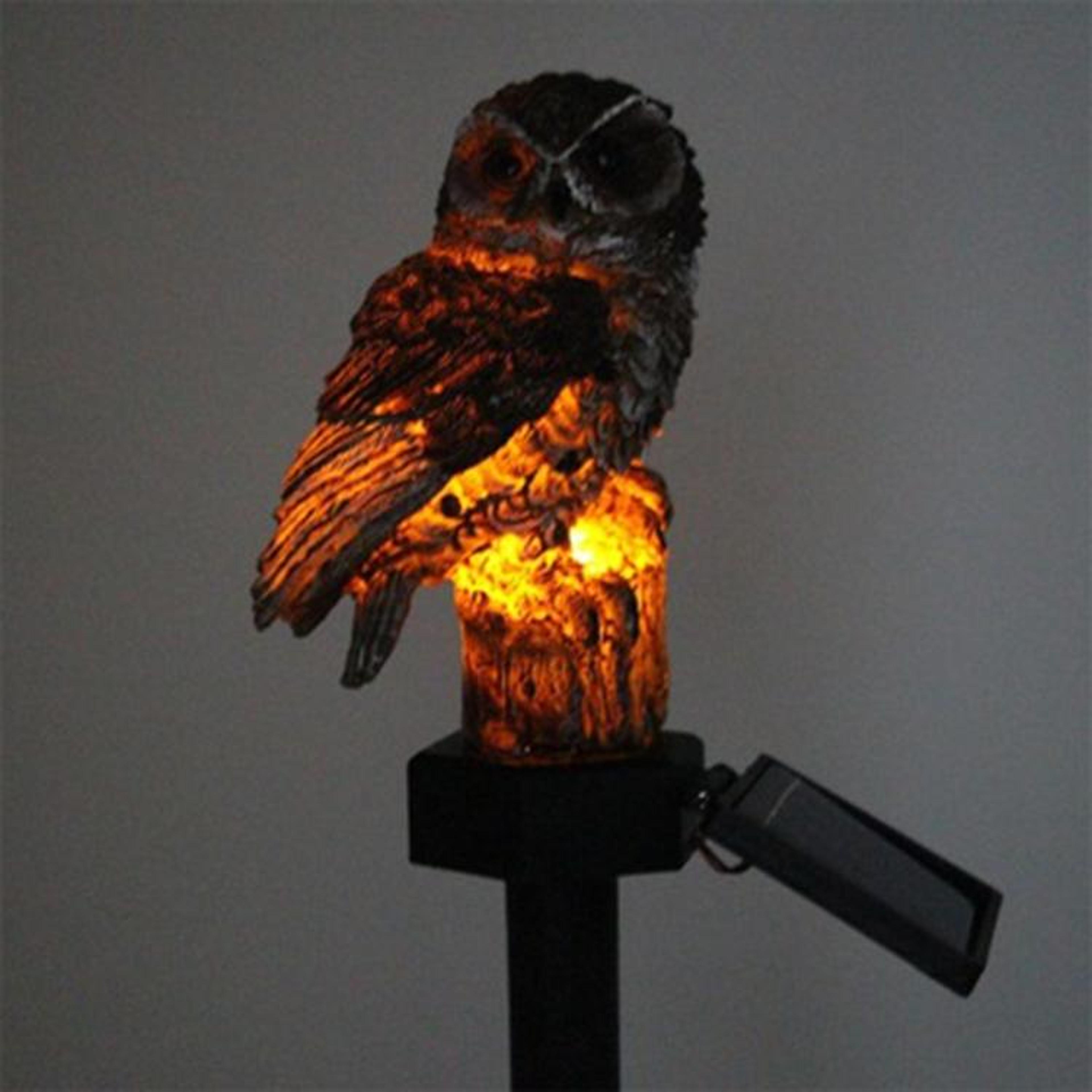 solar powered owl led garden night light lamp