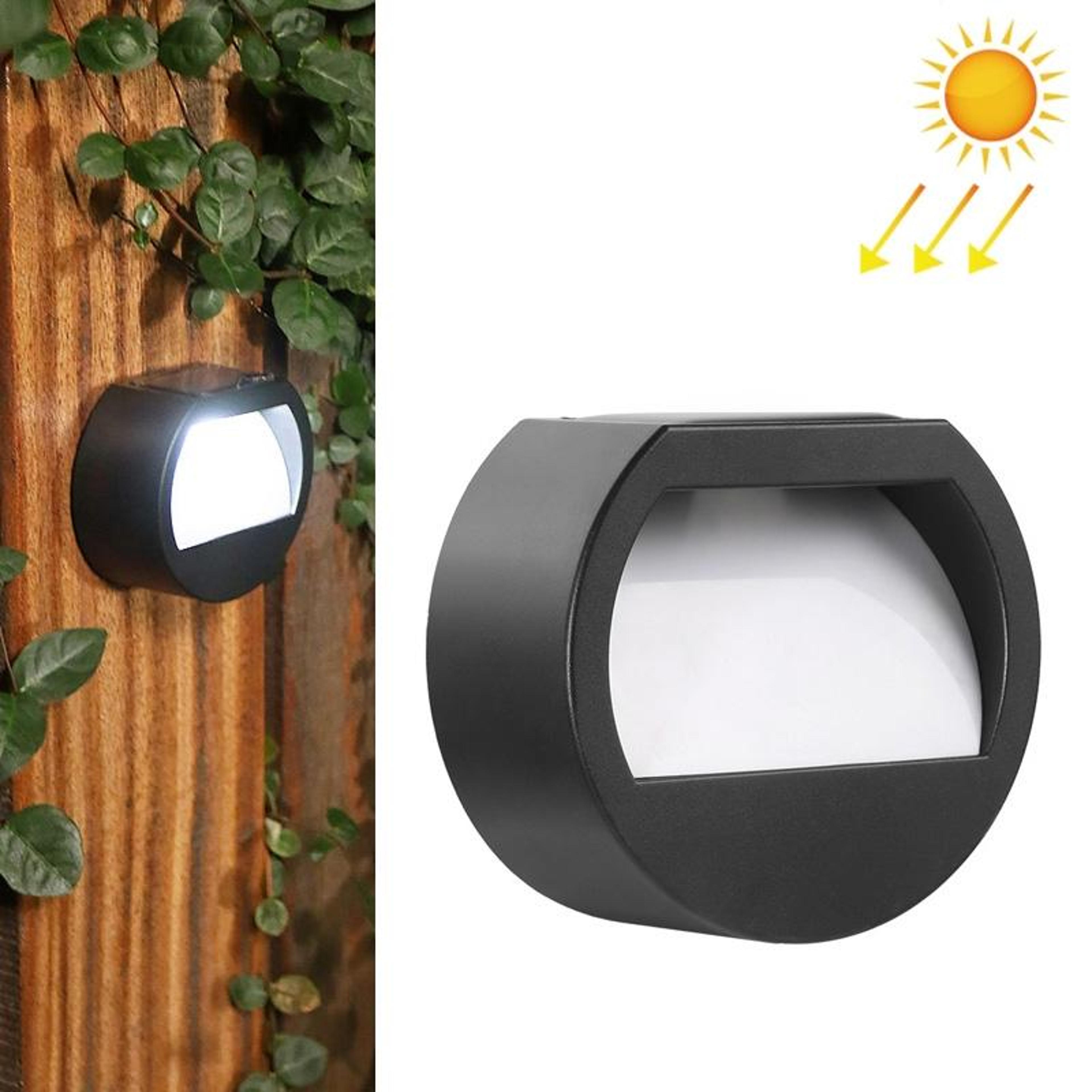solar outdoor waterproof led round wall light with auto dusk to dawn sensor