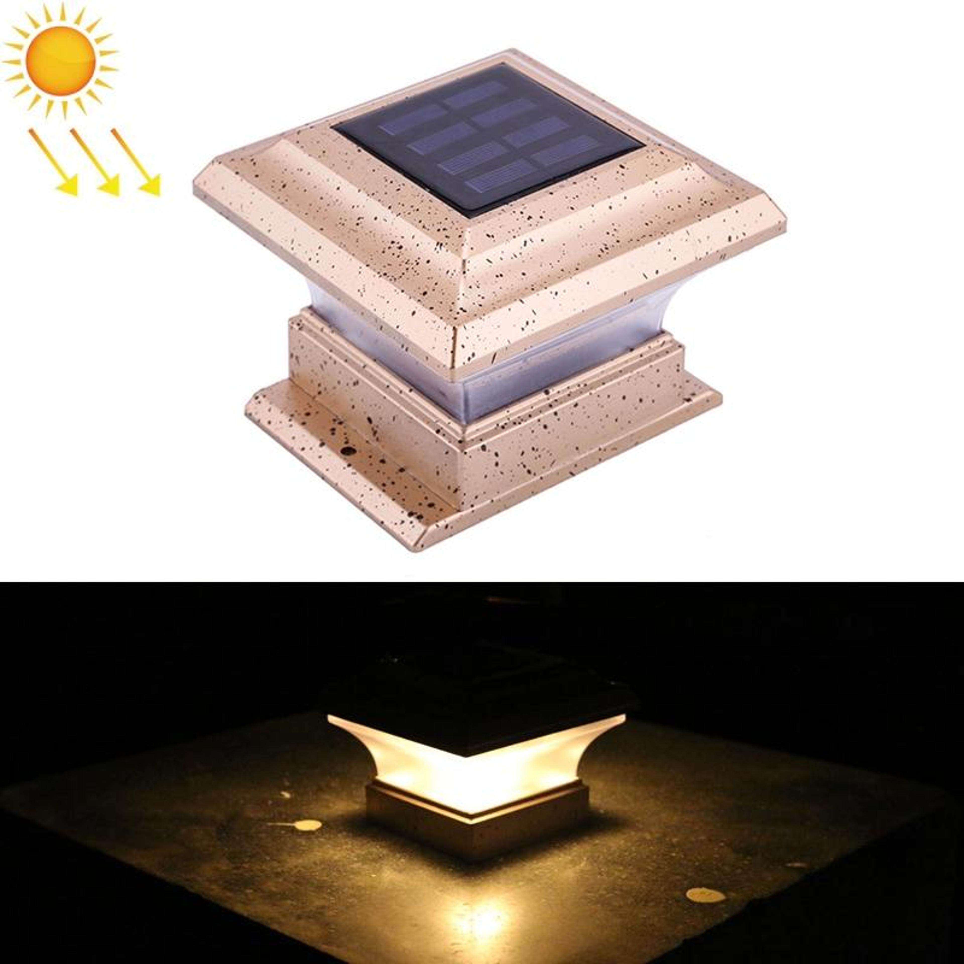solar garden column light warm led outdoor fence & landscape lamp