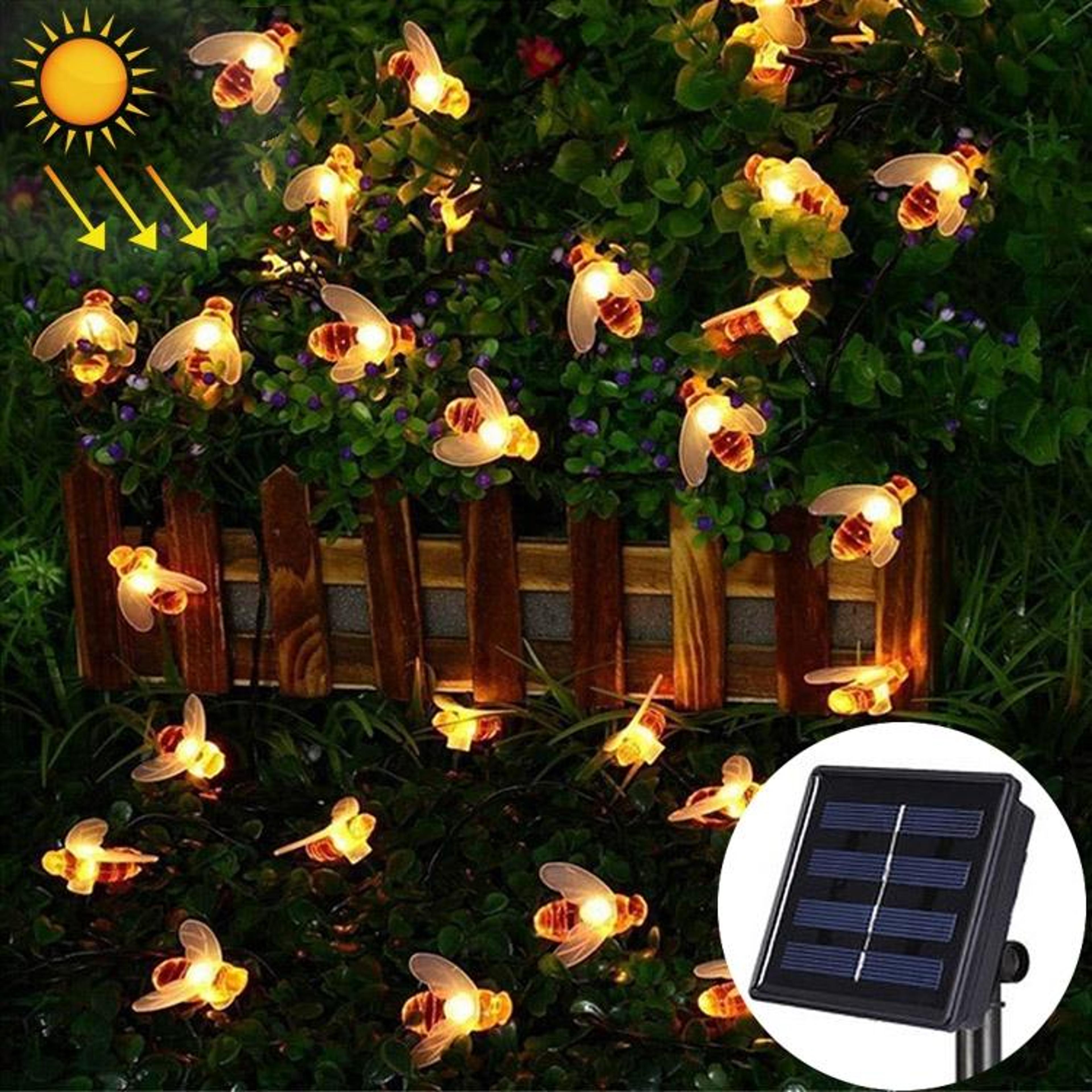 bee solar garden lights warm white outdoor string fairy leds