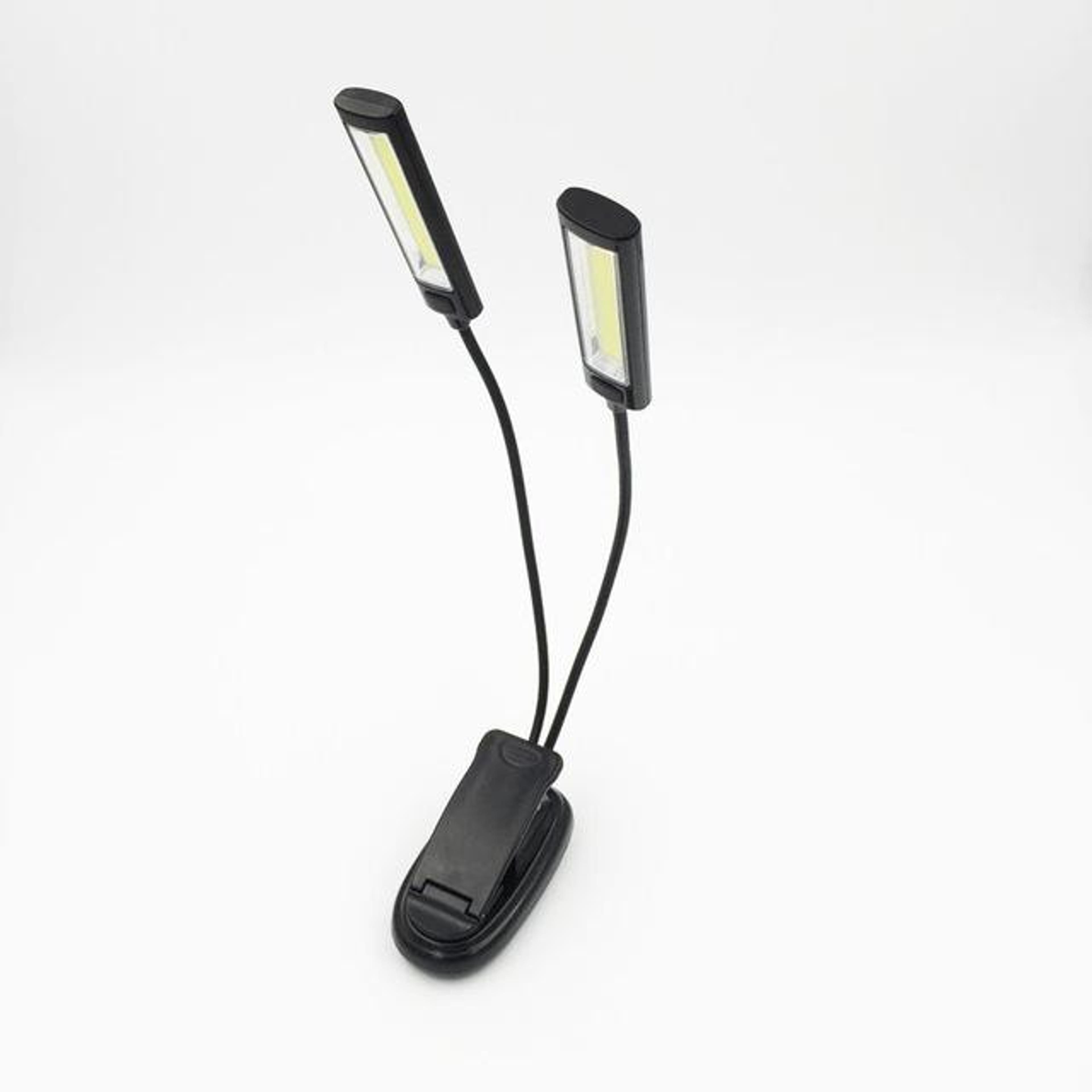 portable dual flexible arms led clip lamp for reading, desk & camping