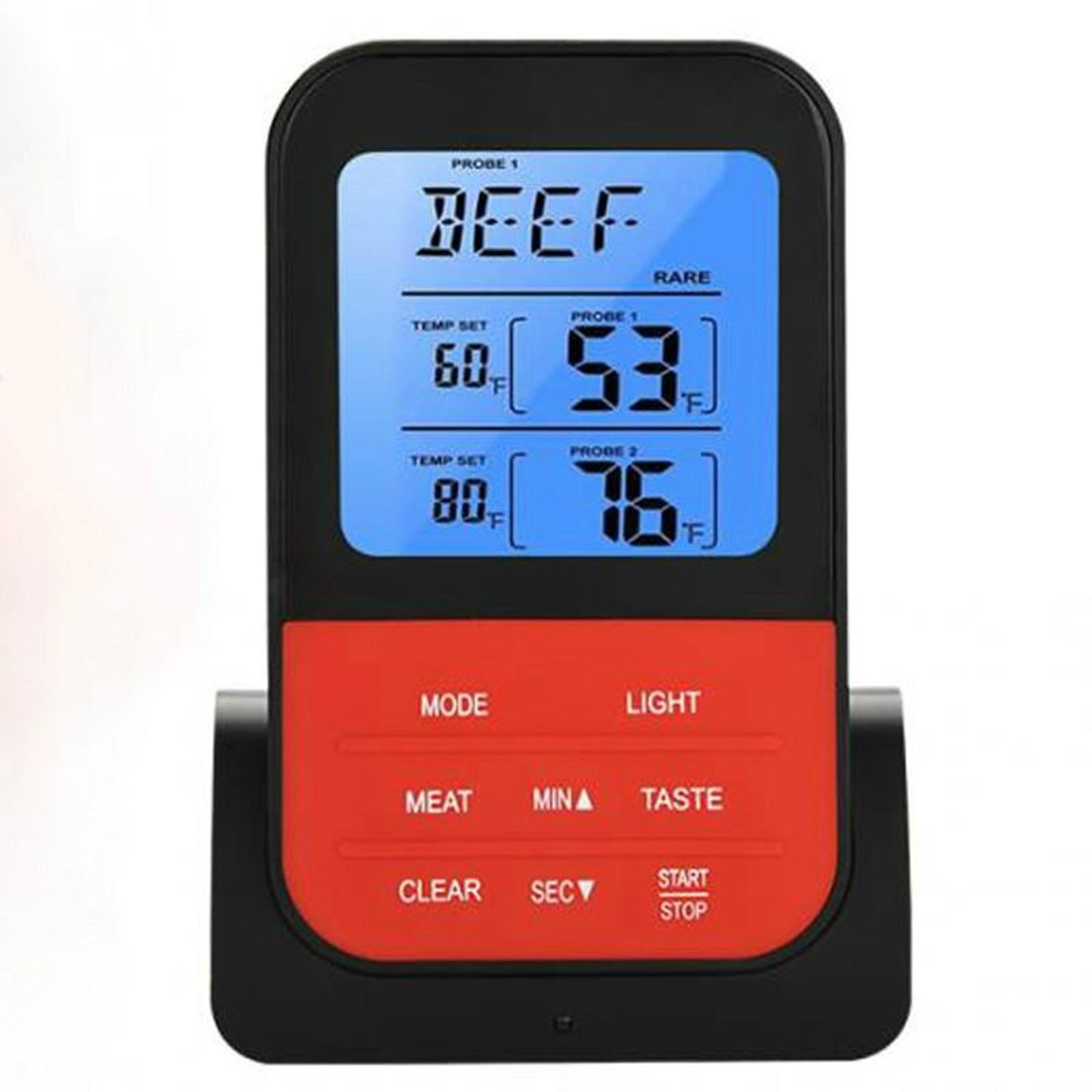 precision lcd dual probe digital food thermometer with timer