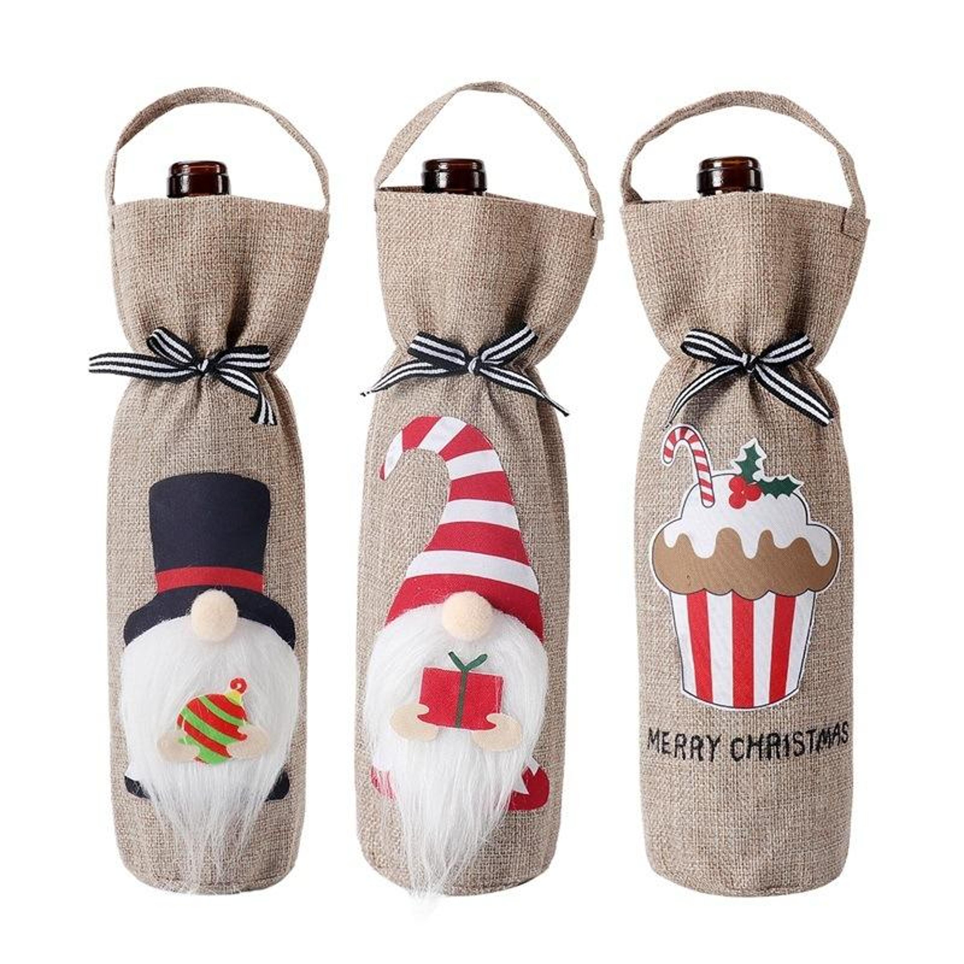 christmas wine bag tote elegant red champagne bottle cover