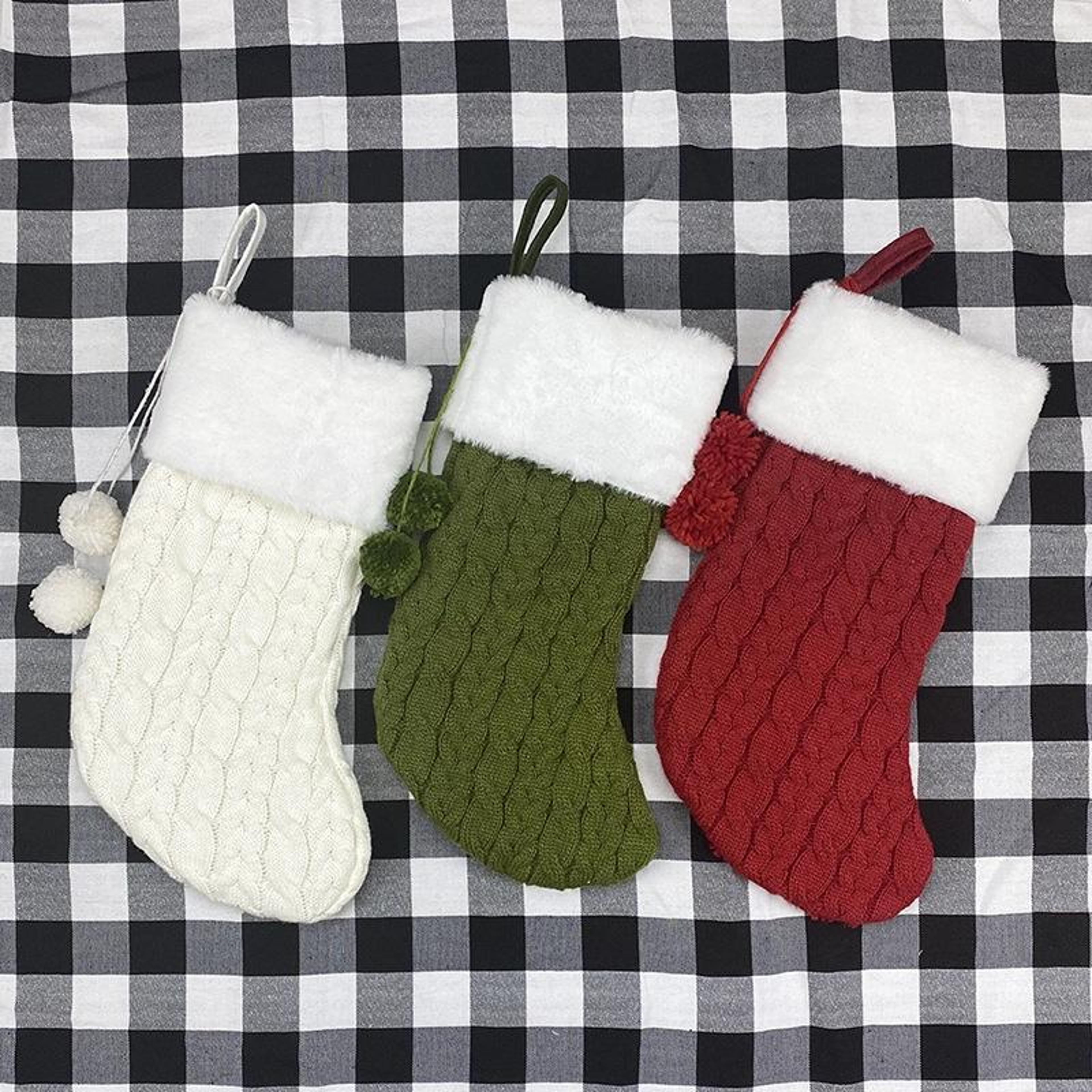 christmas knitted sock gift bag ornament for holiday decor & gifts
