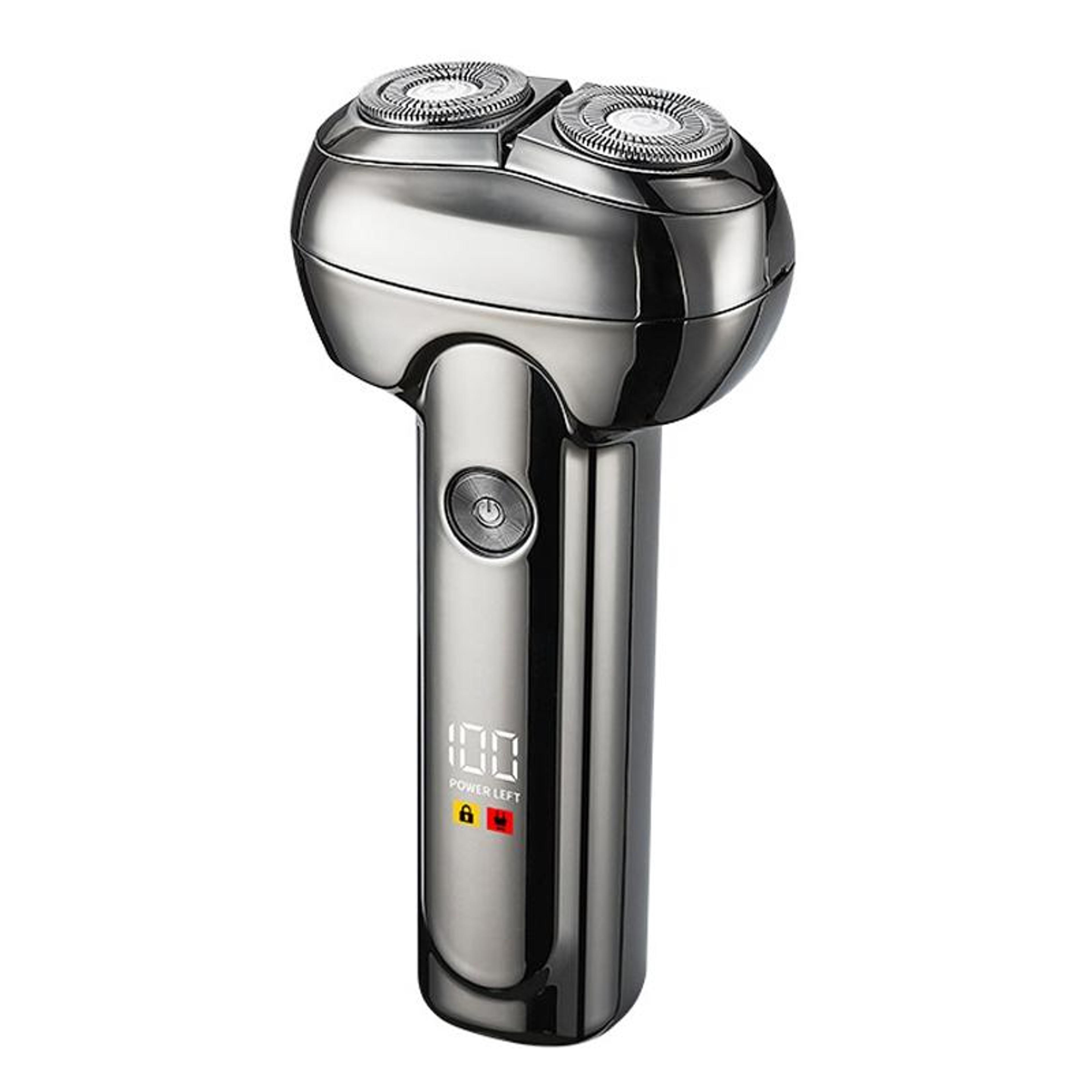 bright silver mini electric shaver with led display and usb c charging