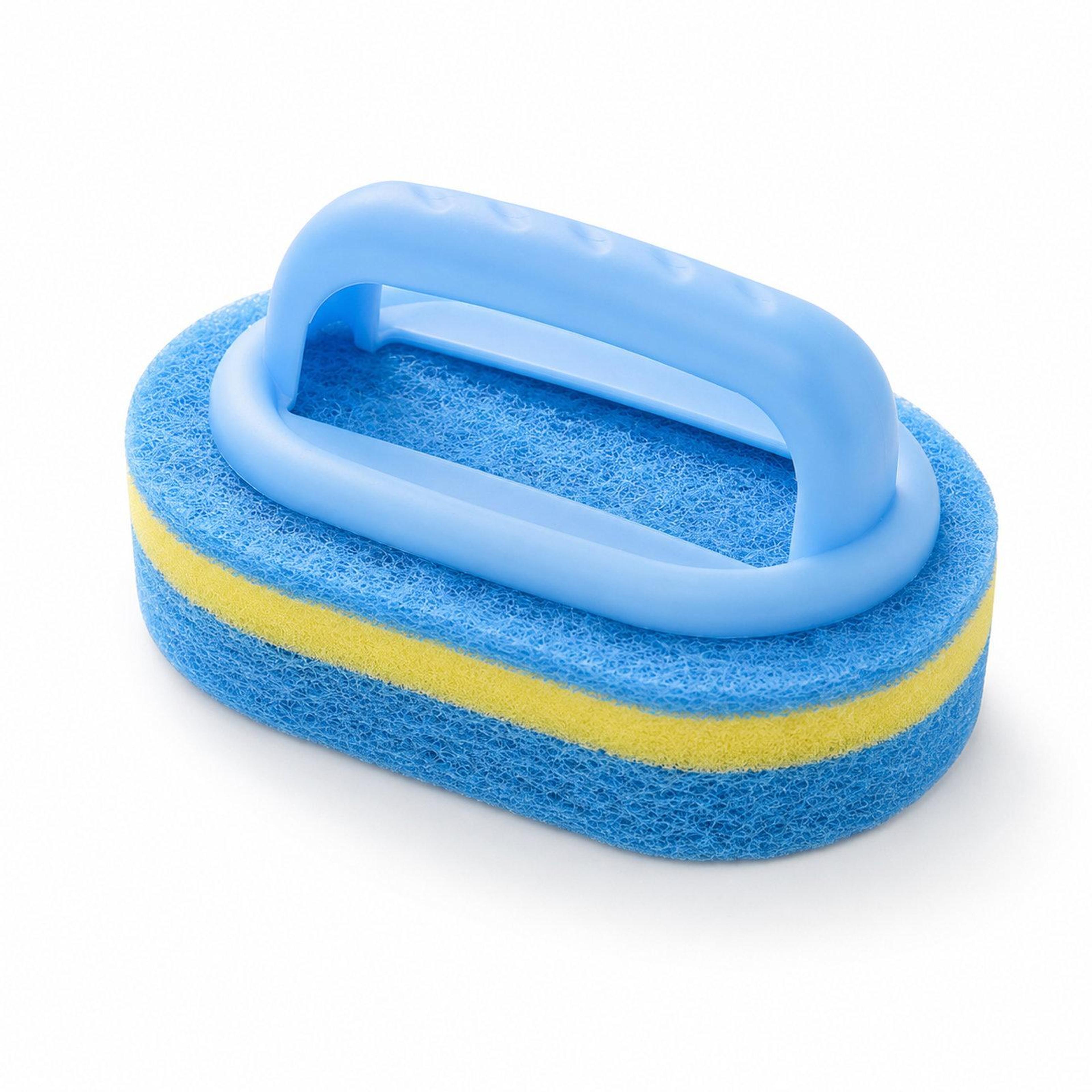 non scratch scrub brush with handle for pots pans and stoves
