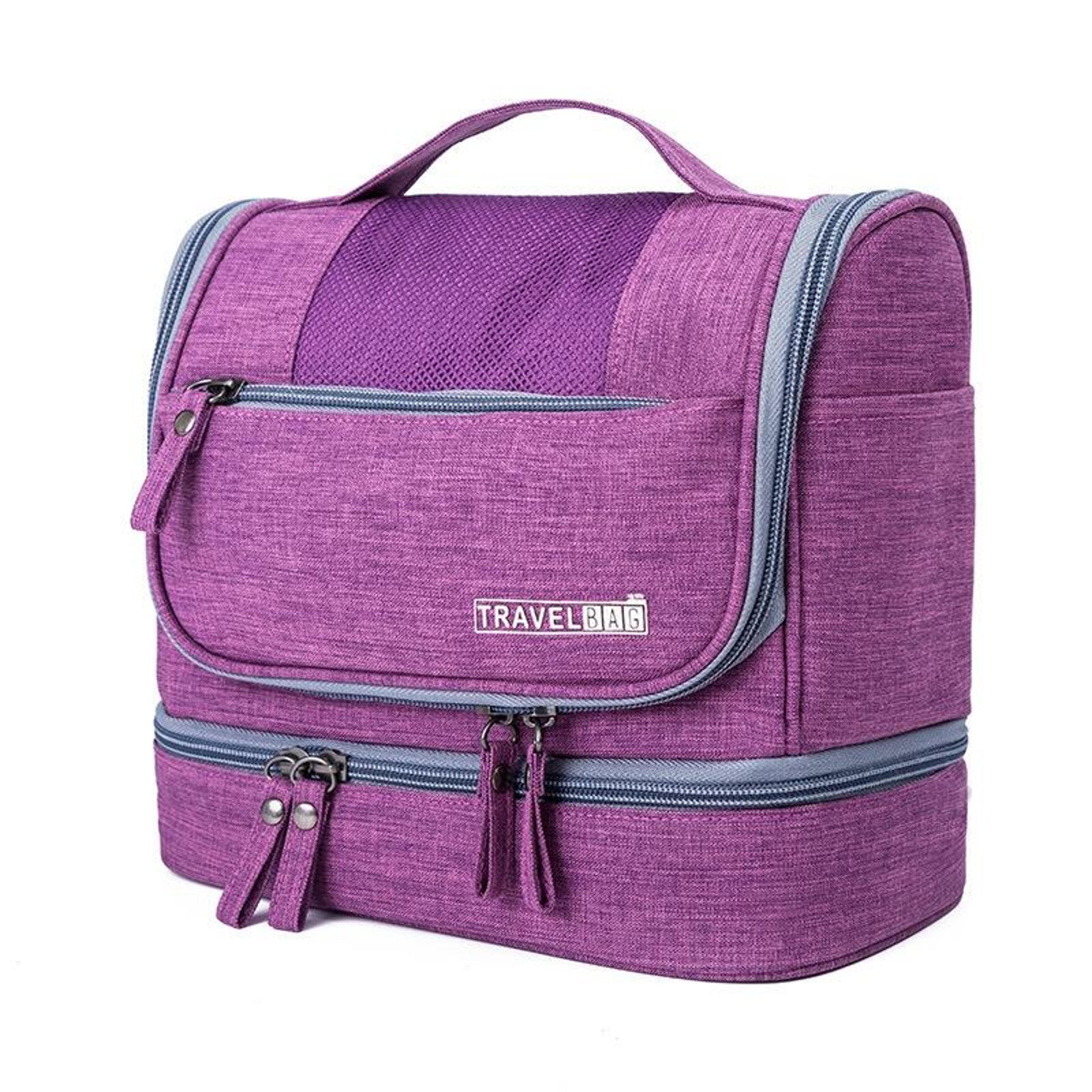 large capacity waterproof travel makeup bag with hook and wet dry separation