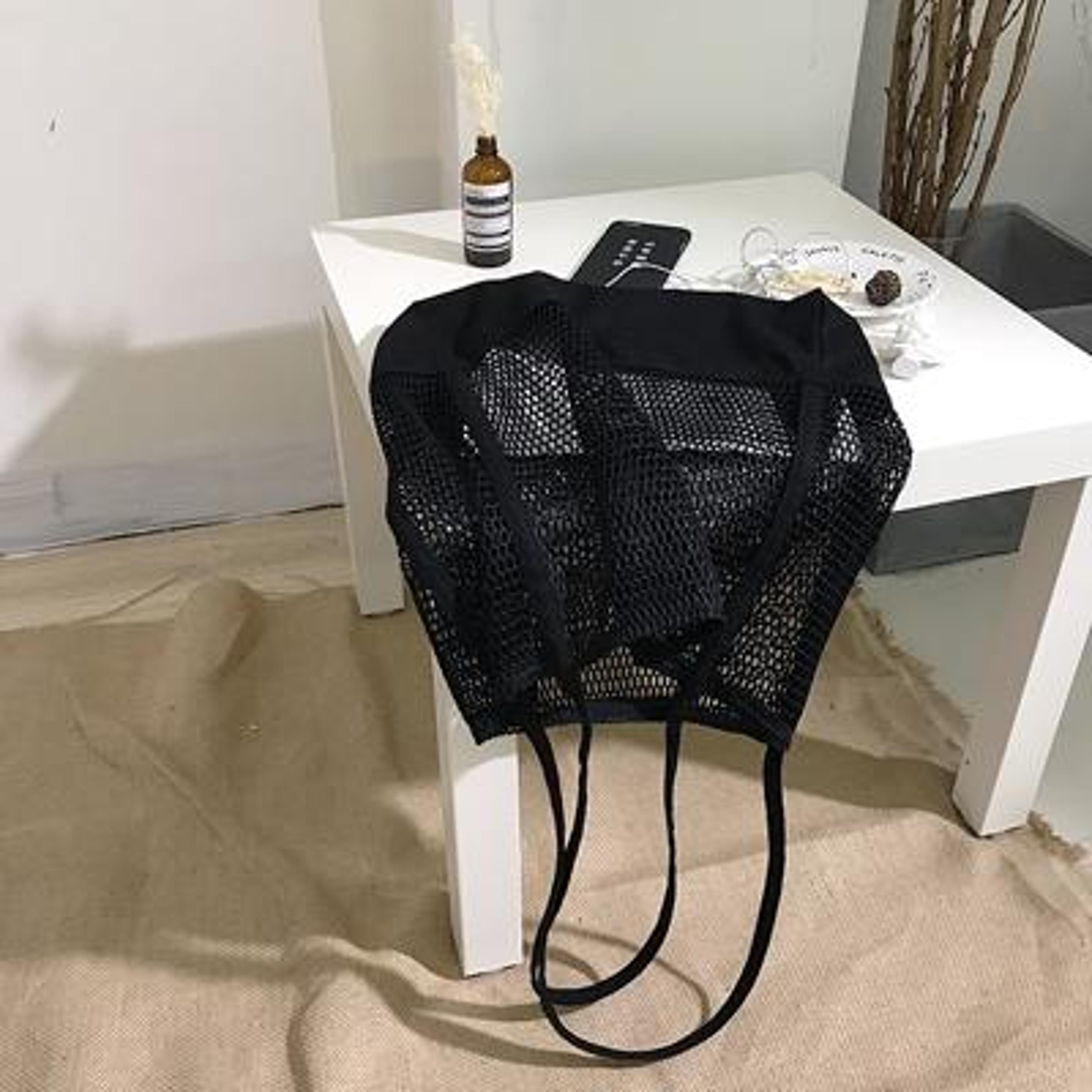 transparent mesh shoulder bag for students lightweight black see through school bag