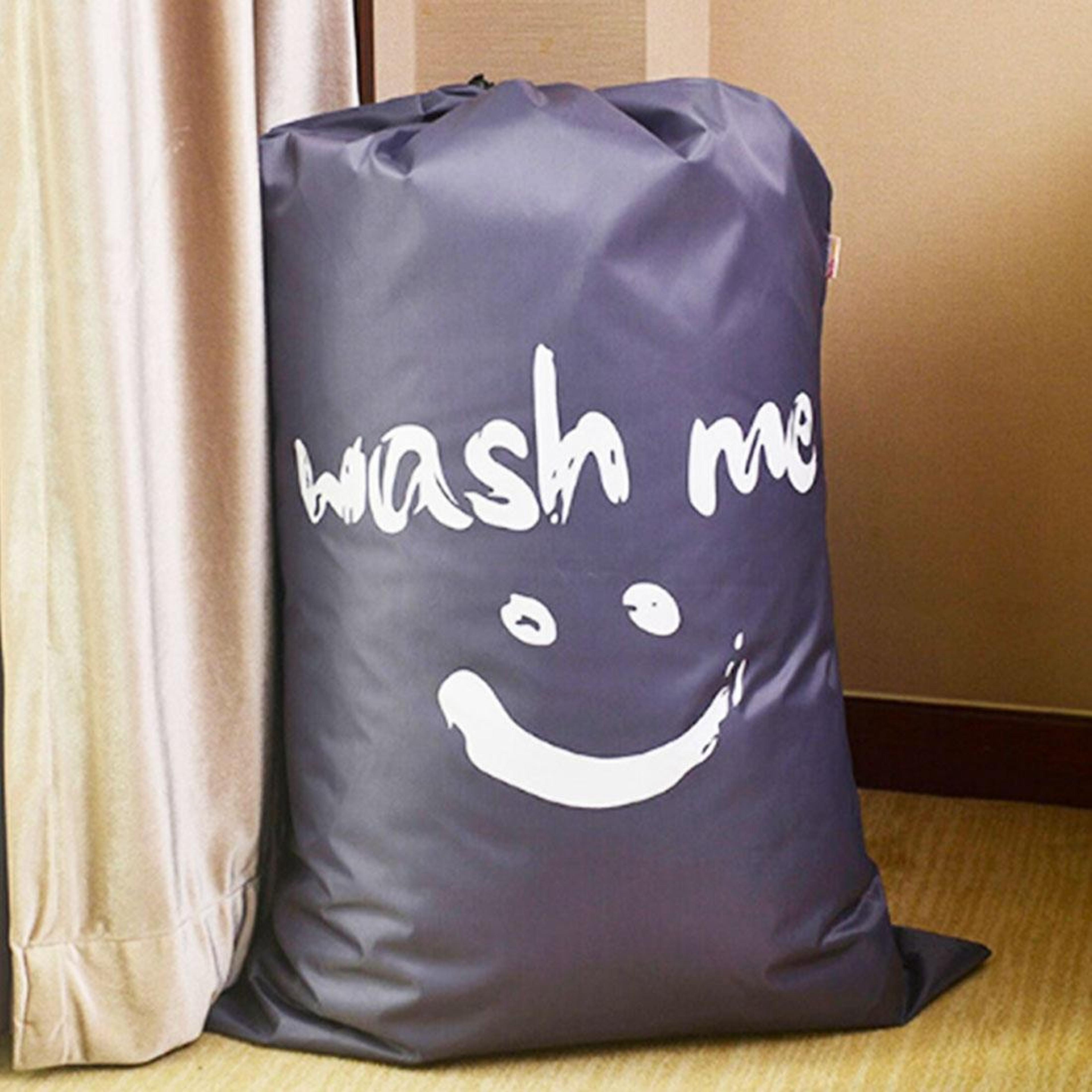 smile face nylon drawstring quilt storage bag for clothes and travel