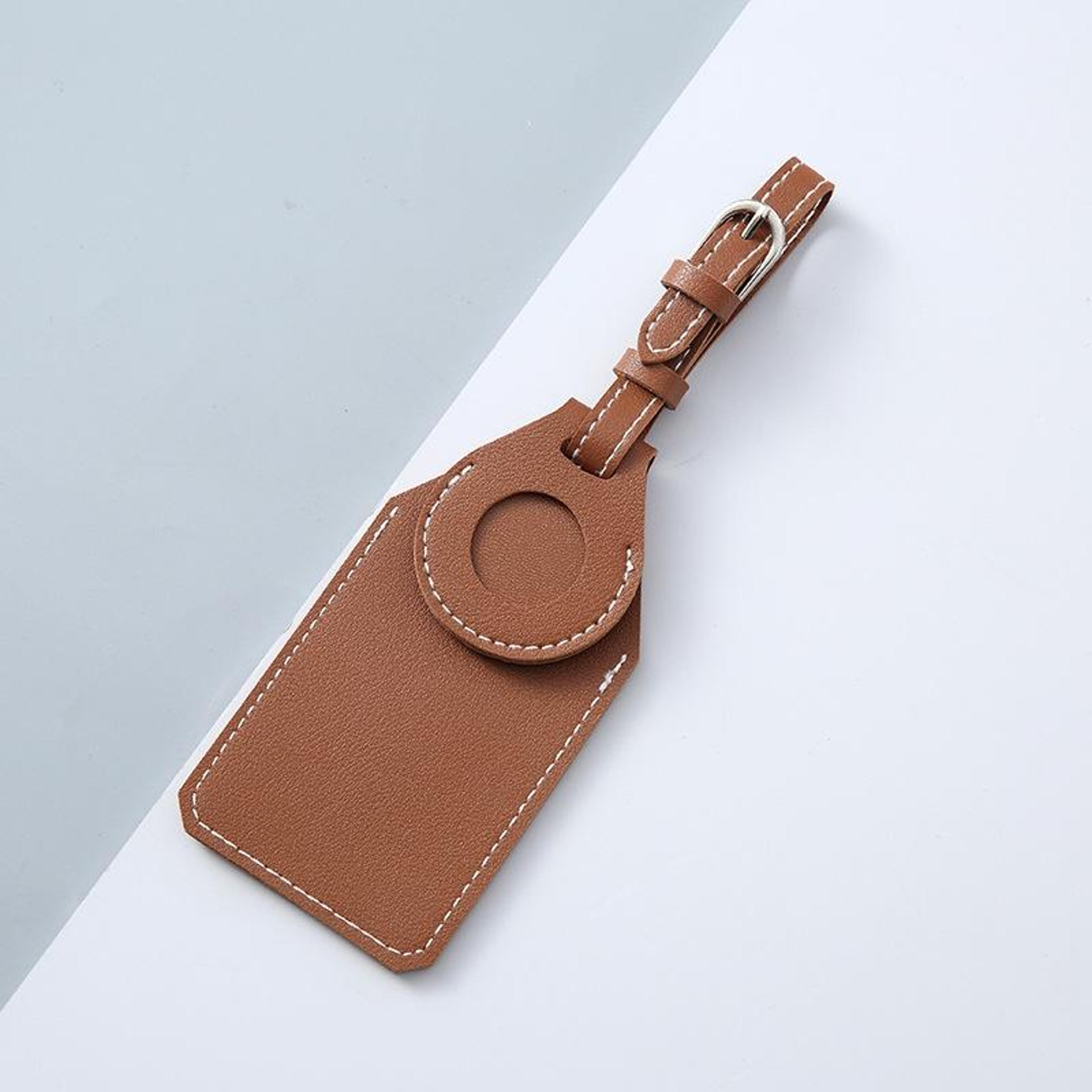 pu leather airtag luggage tag holder for travel bags