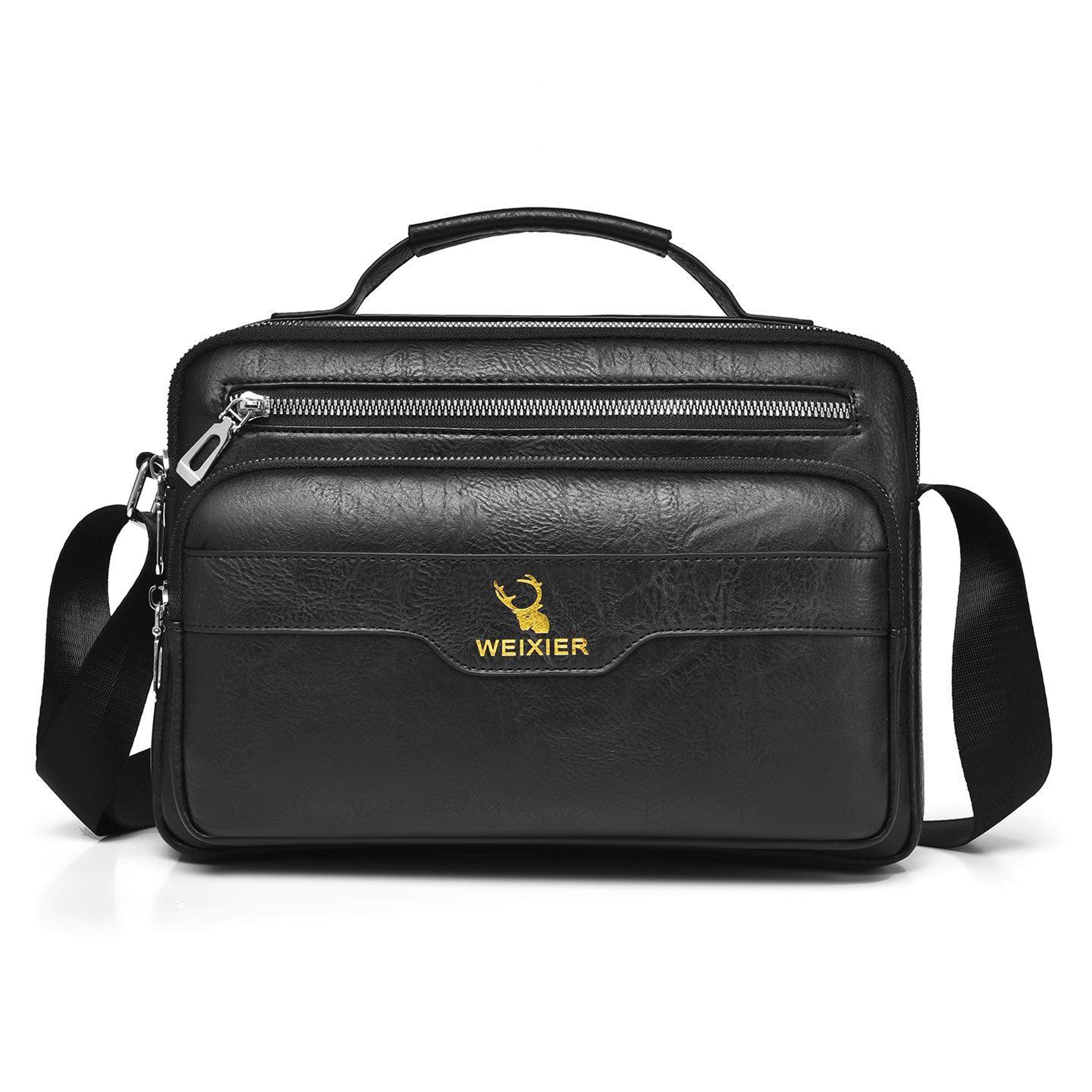 retro mens crossbody bag waterproof pu leather business shoulder bag