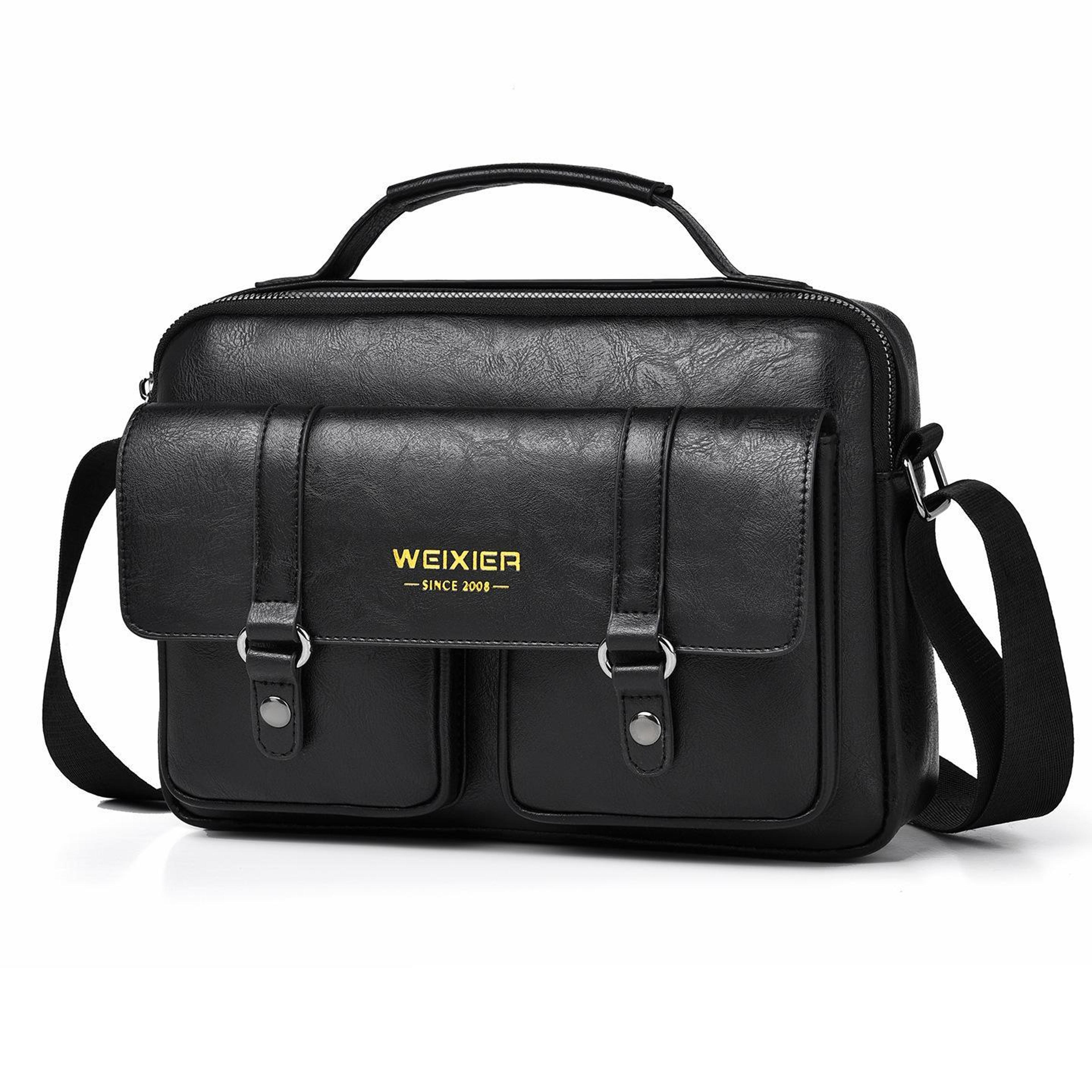 waterproof pu leather messenger bag for men