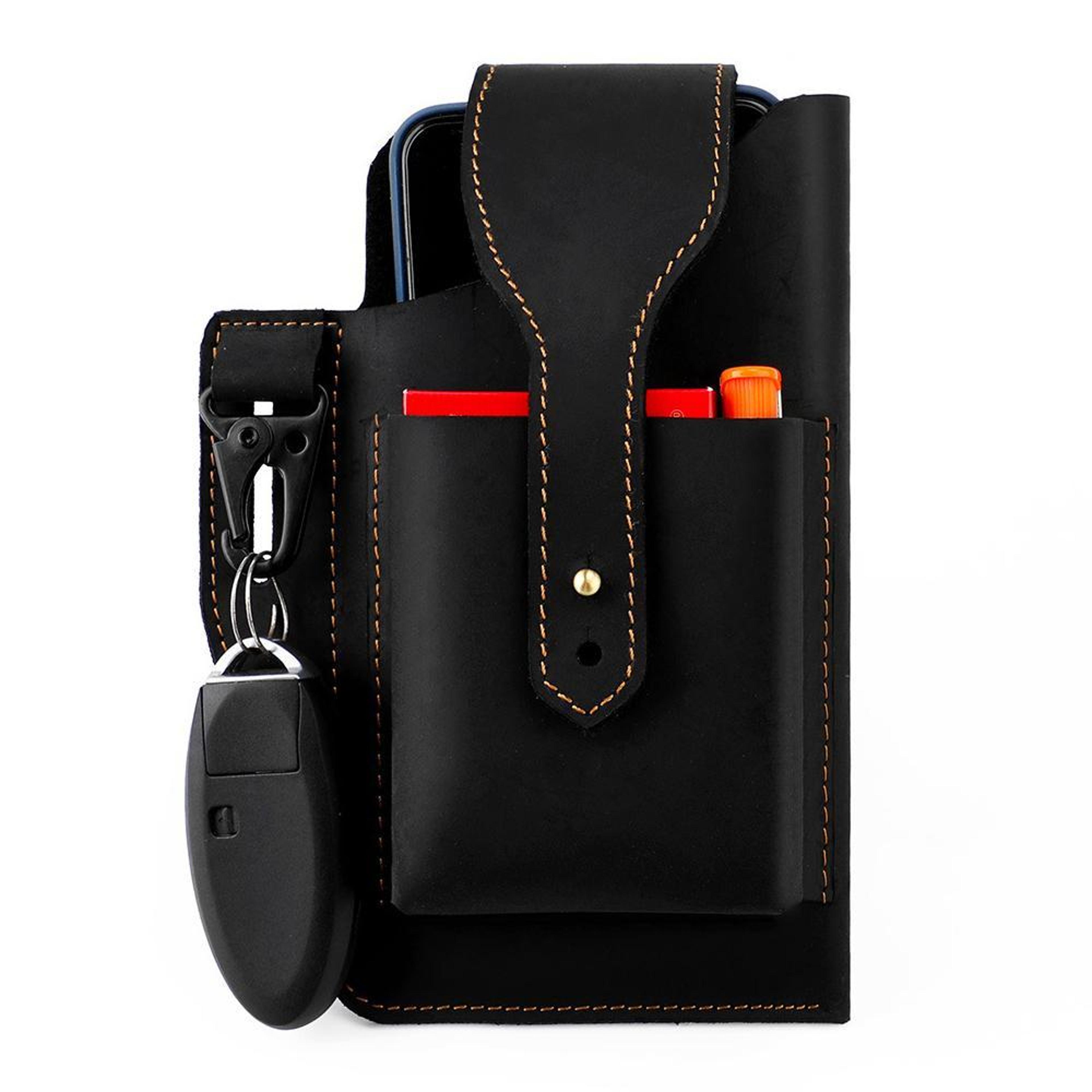 genuine leather waist bag for men, outdoor phone belt pouch