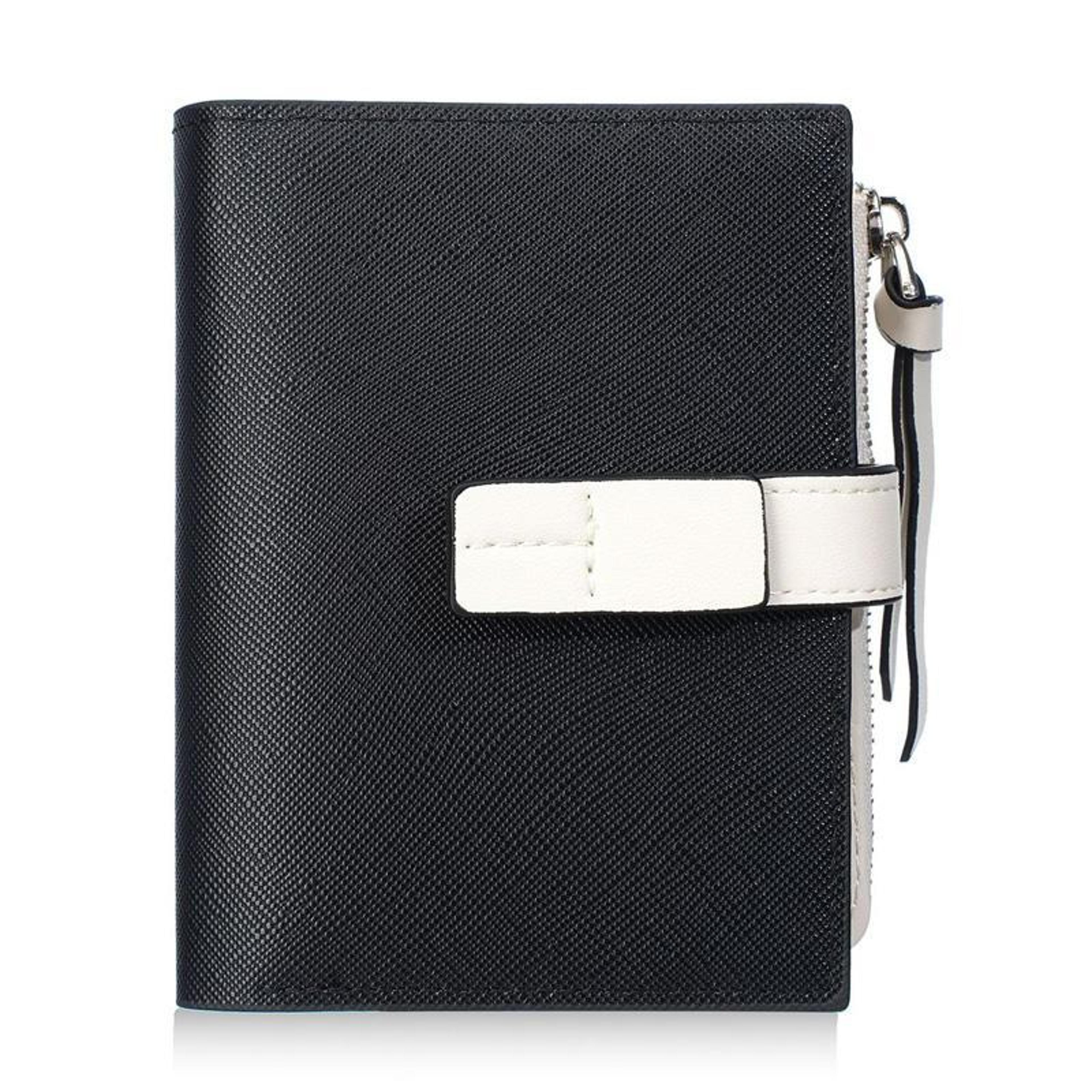 women compact wallet with snap closure and zippered coin pocket