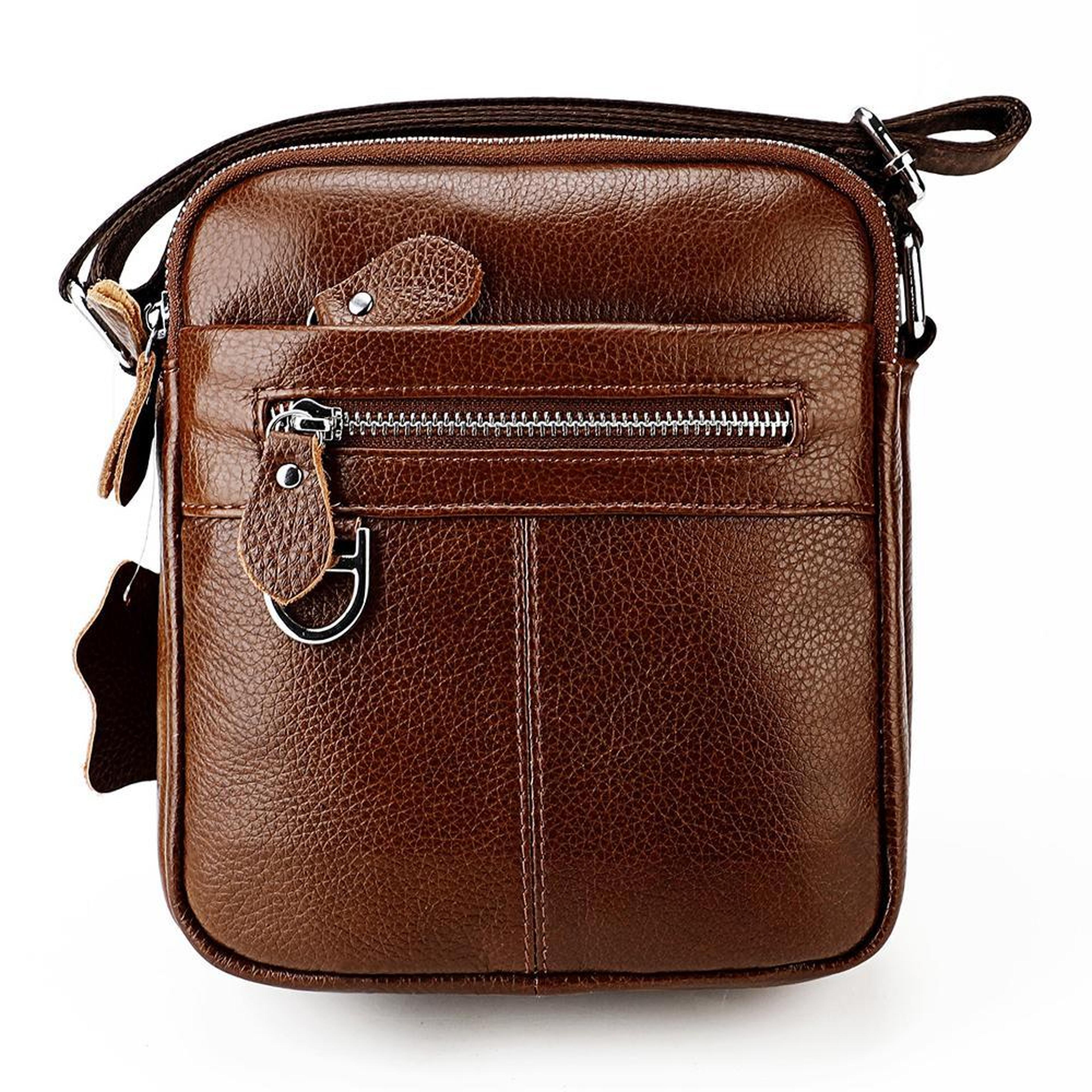 mens genuine leather crossbody shoulder bag for work and travel