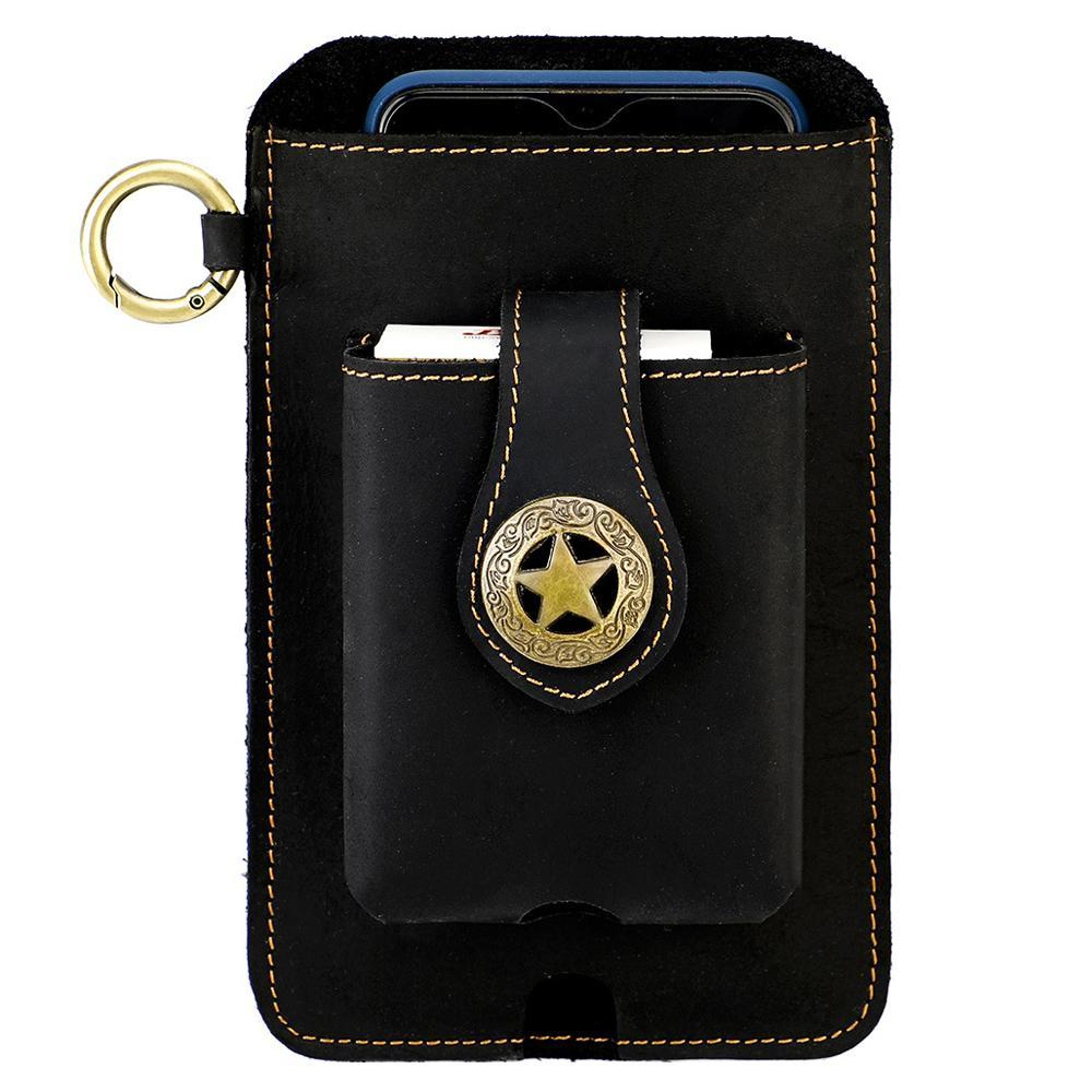 genuine leather mens belt pouch outdoor mobile phone waist bag